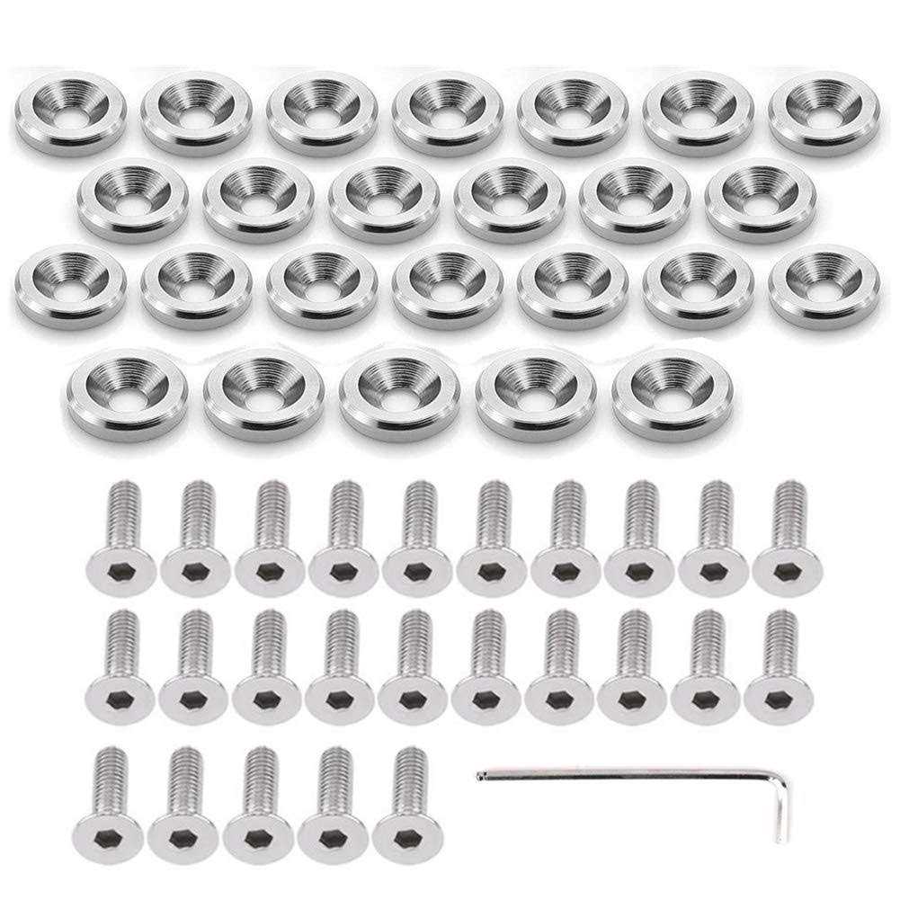 STETION 25 Pcs Fender Bumper Washer Bolt 6061 T6 Grade M6x20mm CNC Finishing Washer Engine Bay Dress Up Fastener Kit - Cheap Fitting