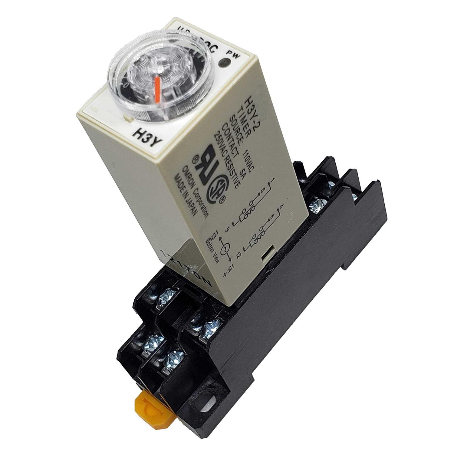 LJJDSLYU AC 110V Delay Timer Time Relay H3Y-2 0-60S Second & Base Socket DPDT - Cheap Fitting