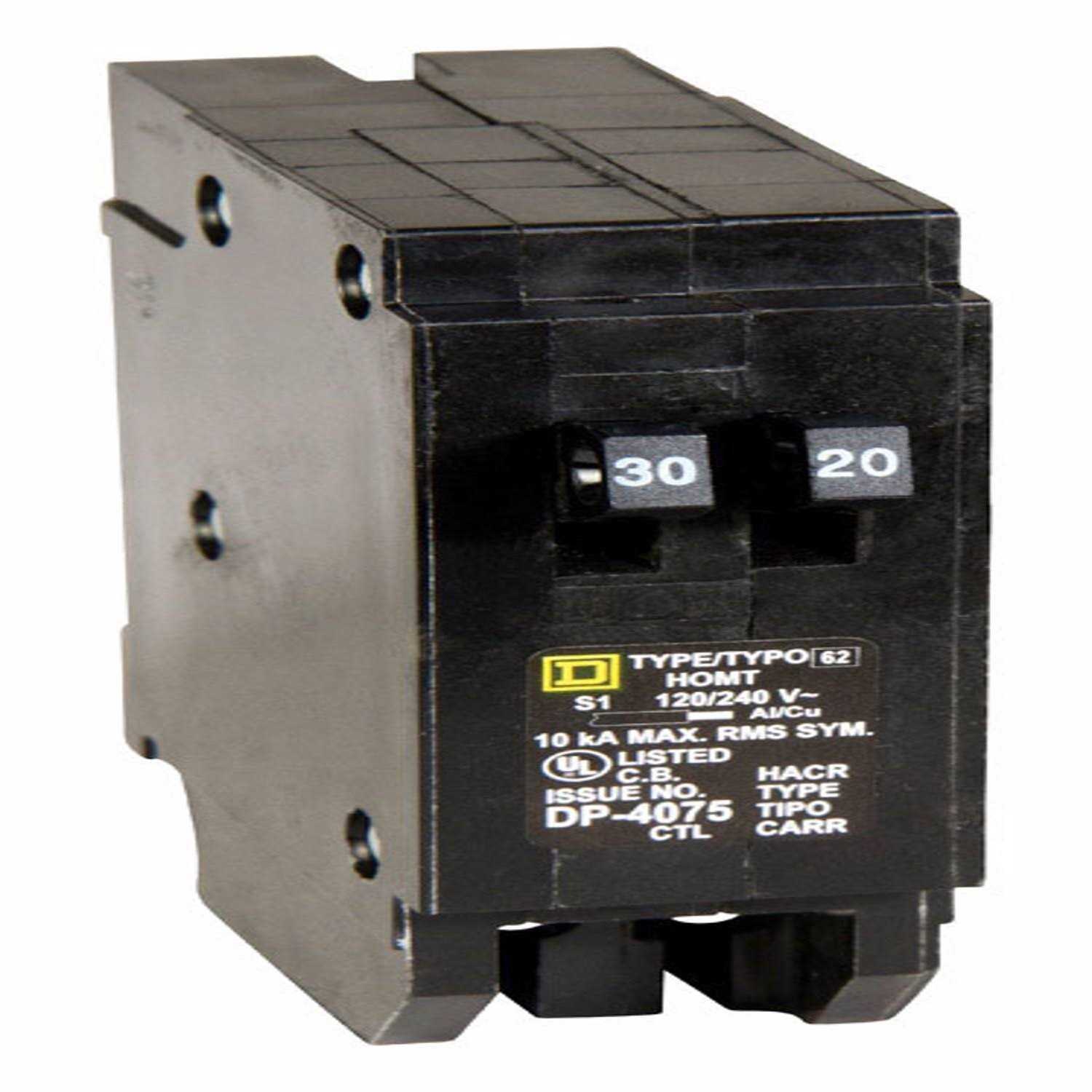 Square D Circuit Breaker Homeline 30 amps Tandem Single Pole HOMT3020CP - Cheap Fitting