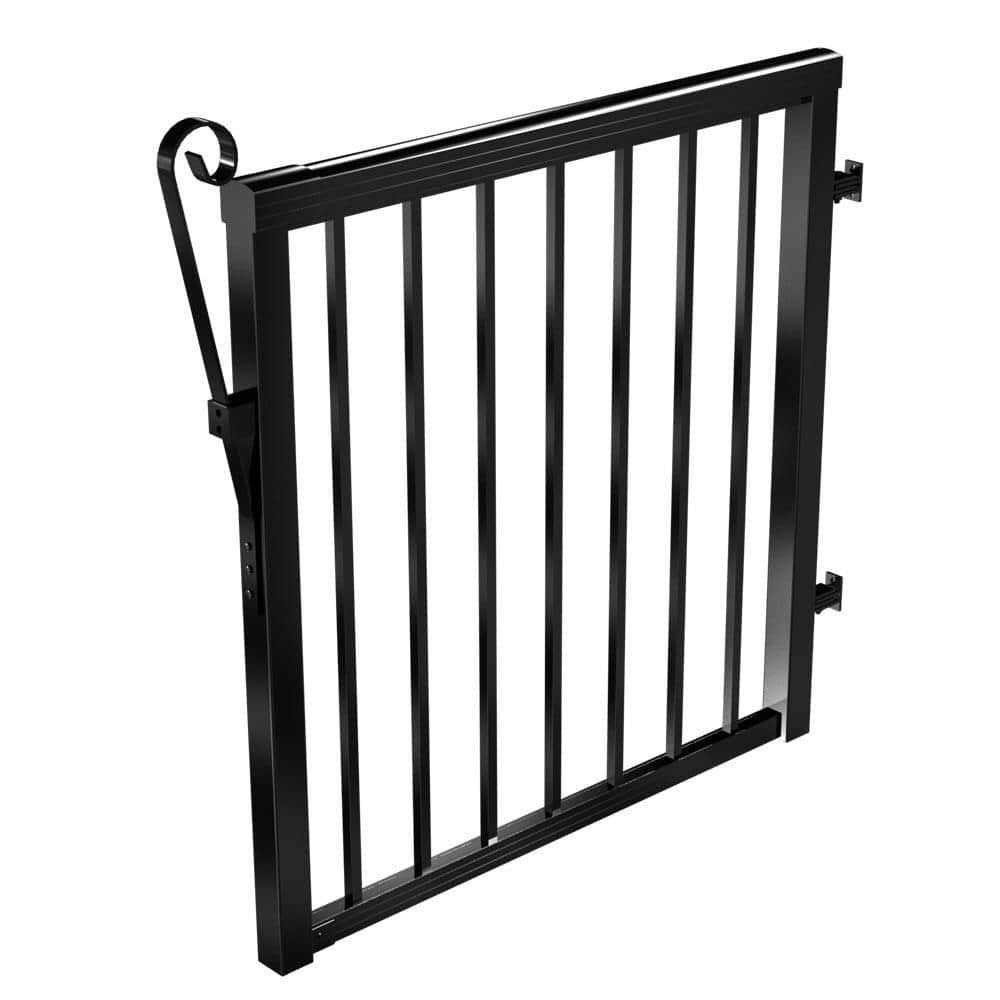 Peak Aluminum Railing 42 in. x 40 in. Black Aluminum Deck Railing Picket Gate 50161 - Cheap Fitting