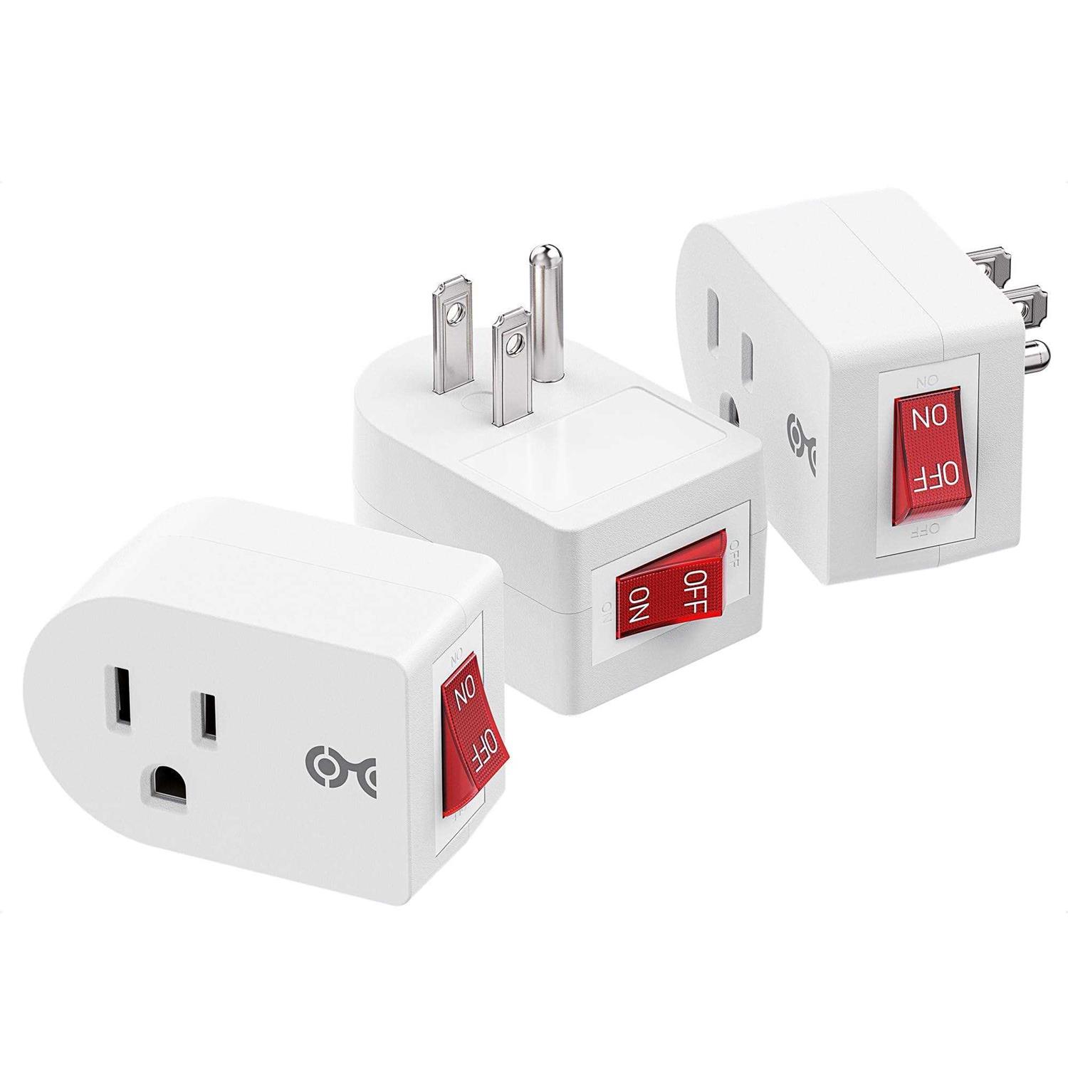 Cable Matters 3 Pack Grounded Outlet with ON Off Switch - Cheap Fitting