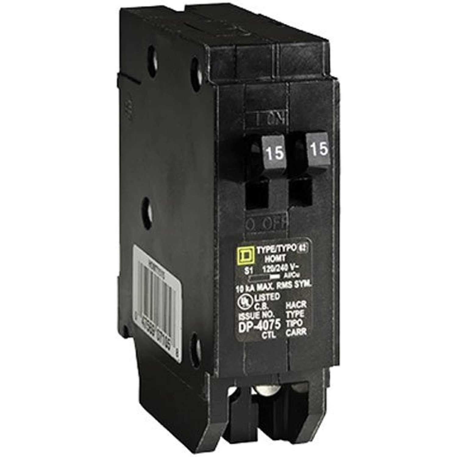 Square D Homeline 15A Single Pole Tandem Circuit Breaker - Cheap Fitting