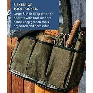 burpee Waxed Canvas Heavy-Duty Tote Bag Storage Organizer for Gardening Tools 12 H x 14.5 W - Cheap Fitting