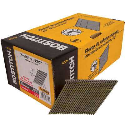 Bostitch 28 Degree Wire Collated Full Round Head Stick Framing Nails, 3.25 x 0.120 –  2000 pack - Cheap Fitting