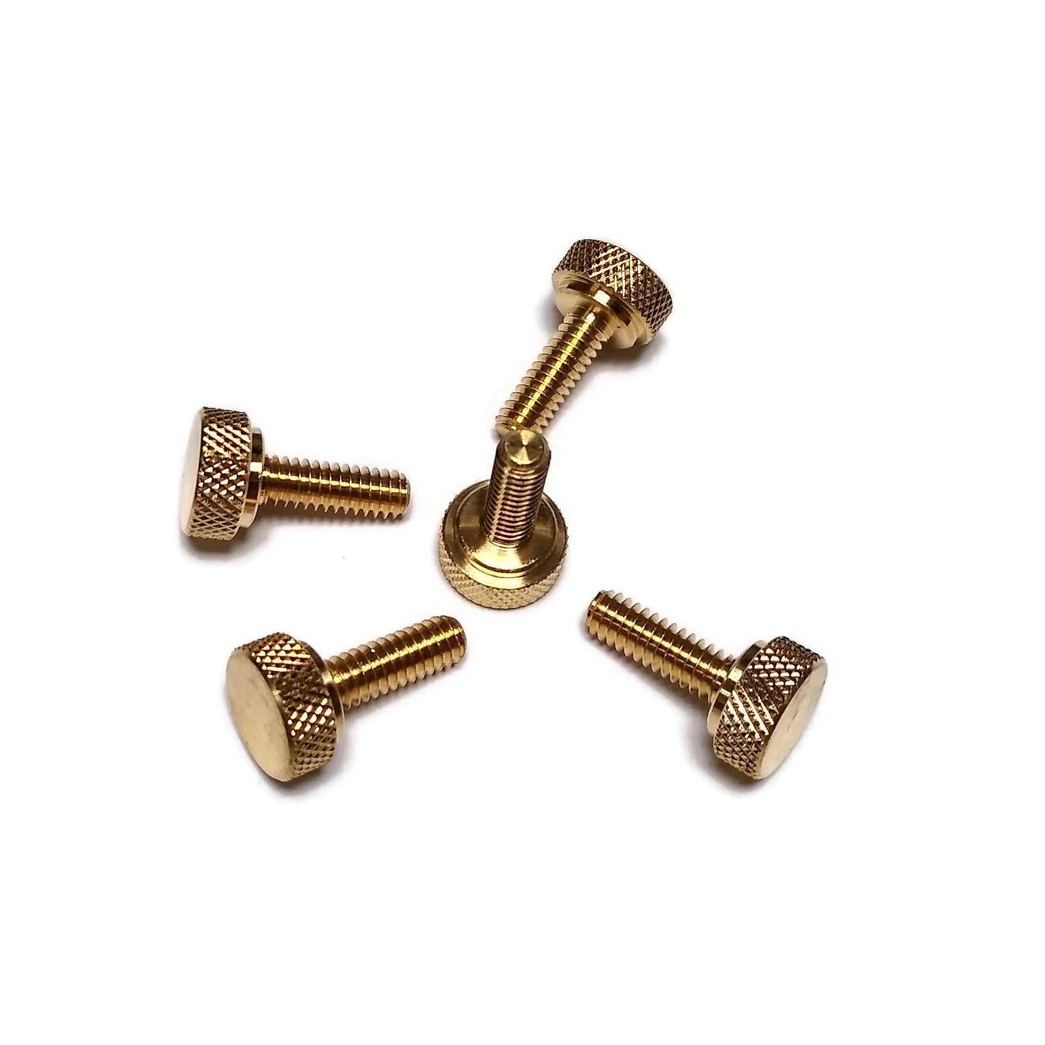 Primeonly27 5 Pack of 1/4-20 Knurled Shoulder Flat Tip Brass Thumb Screw - Cheap Fitting