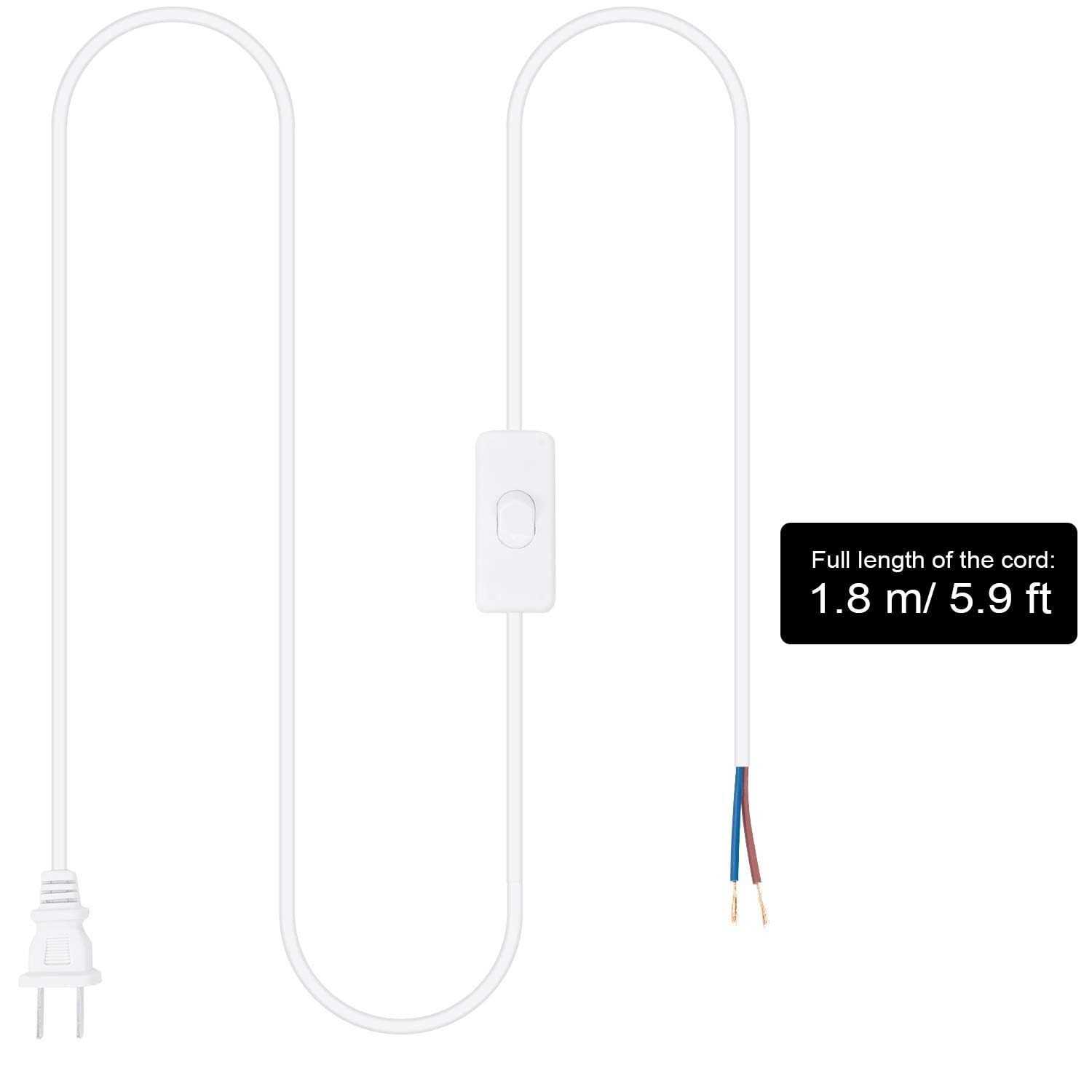 10 Packs Lamp Cord with Plug and Switch Lamp Cord Set Lamp Switch Cord Pure Copper Extension Cord Lamp Cord Replacement Stripped Ends Ready - Cheap Fitting