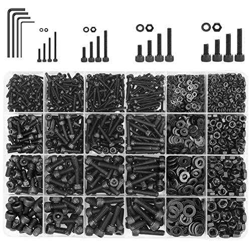 Kindroufly 1285 Pieces M2 M3 M4 M5 Screws Nuts Washers Assortment Kit, Metric Screw Set, Bolts and Nuts - Cheap Fitting