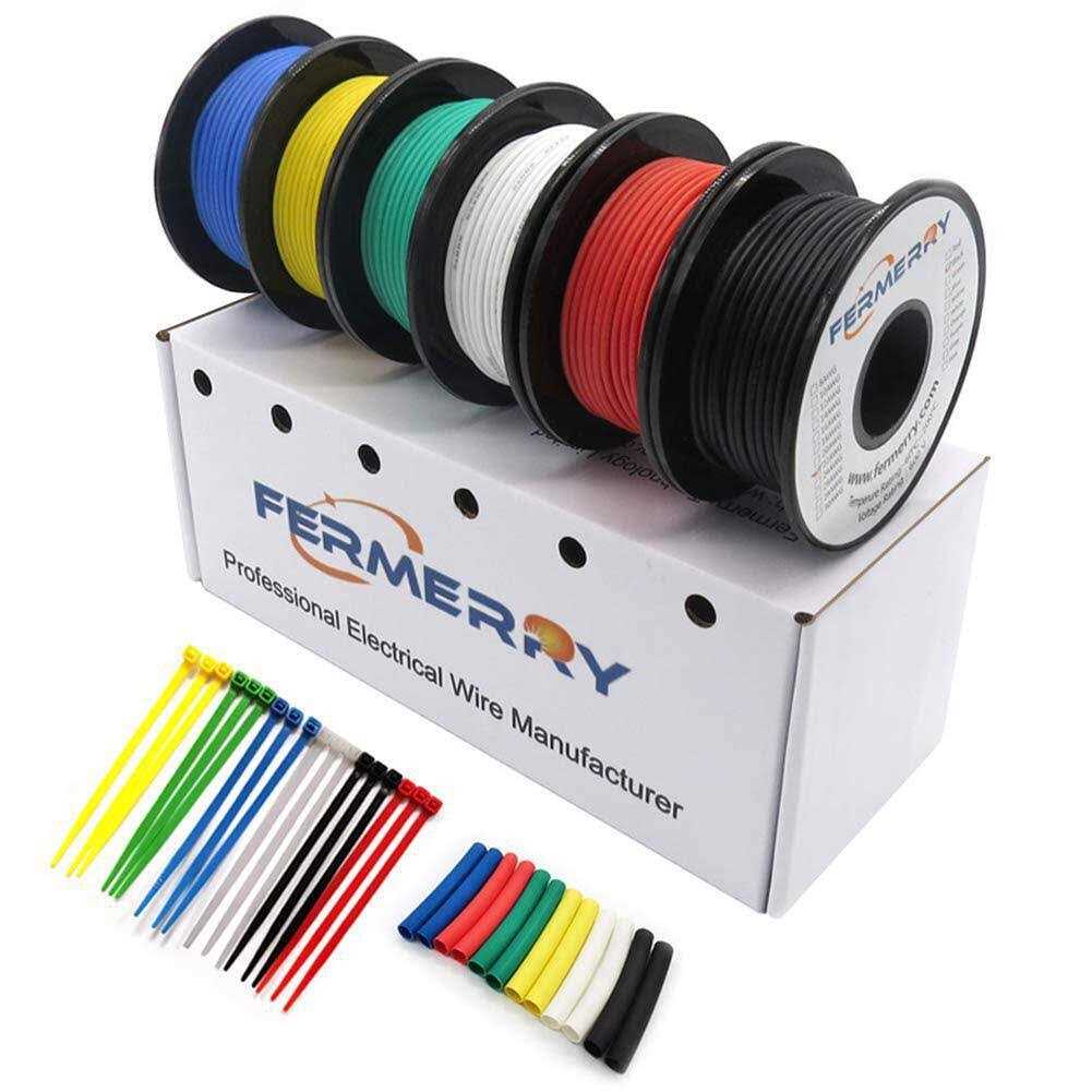 Gauge Wire Electrical Silicone Stranded Wire Kit 6 Colors awg Hook up Tinned Copper from Fermerry - Cheap Fitting