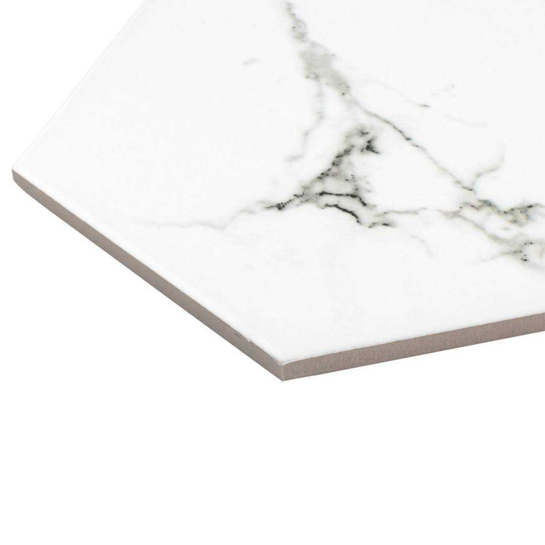 Merola Tile Timeless Hex Calacatta 8-5/8 x 9-7/8 Beveled Porcelain Patterned Wall & Floor Tile - Cheap Fitting