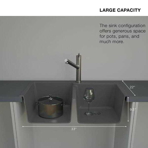 Glacier Bay Stonehaven Drop-in/Undermount Granite Composite 33 Double Bowl Kitchen Sink Strainer STHMDN175DM 12 - Cheap Fitting