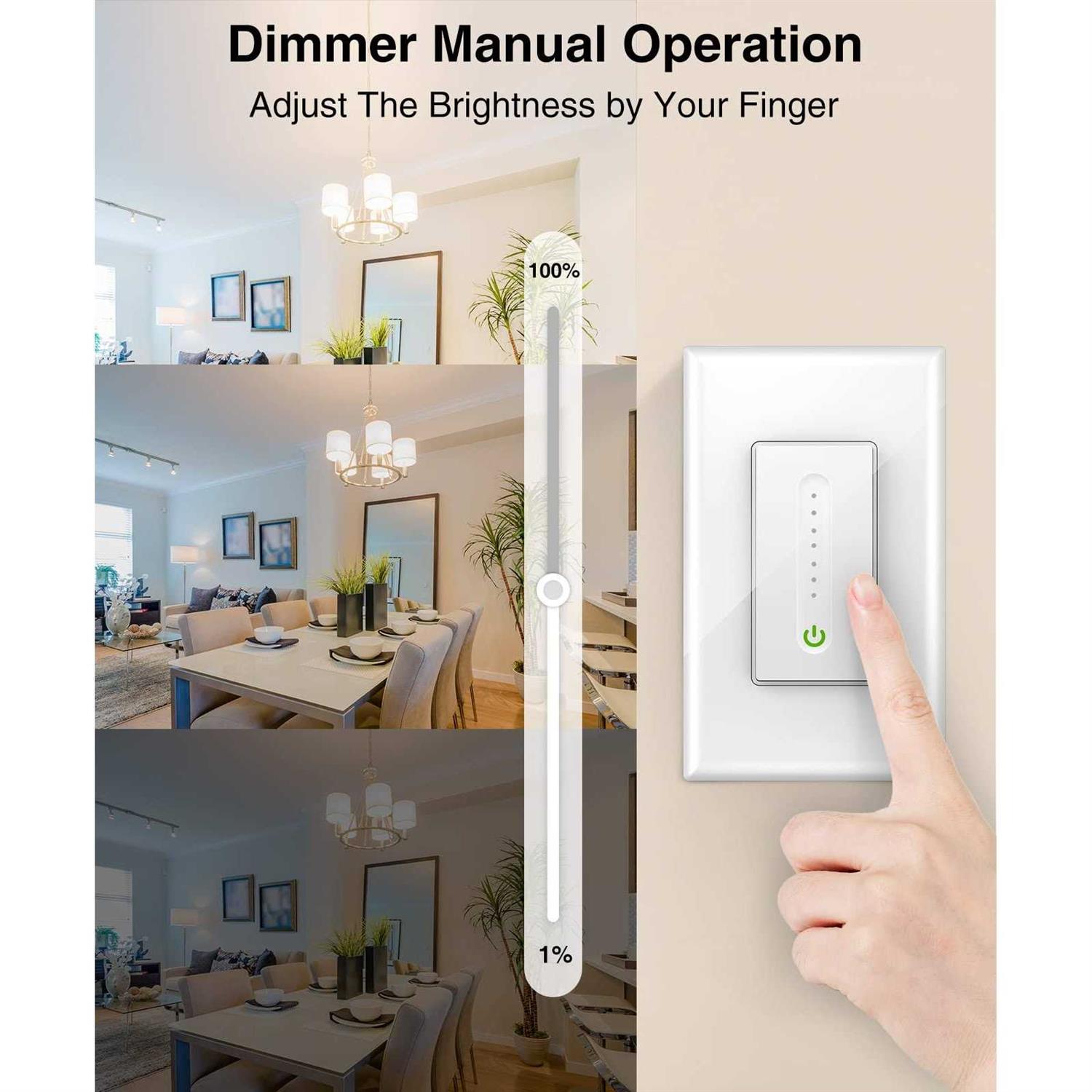 GHome Smart Smart Dimmer Switch Work with Alexa Google Home Neutral Wire Required 2.4GHz Wi-Fi Switch for Dimming LED CFL INC L - Cheap Fitting