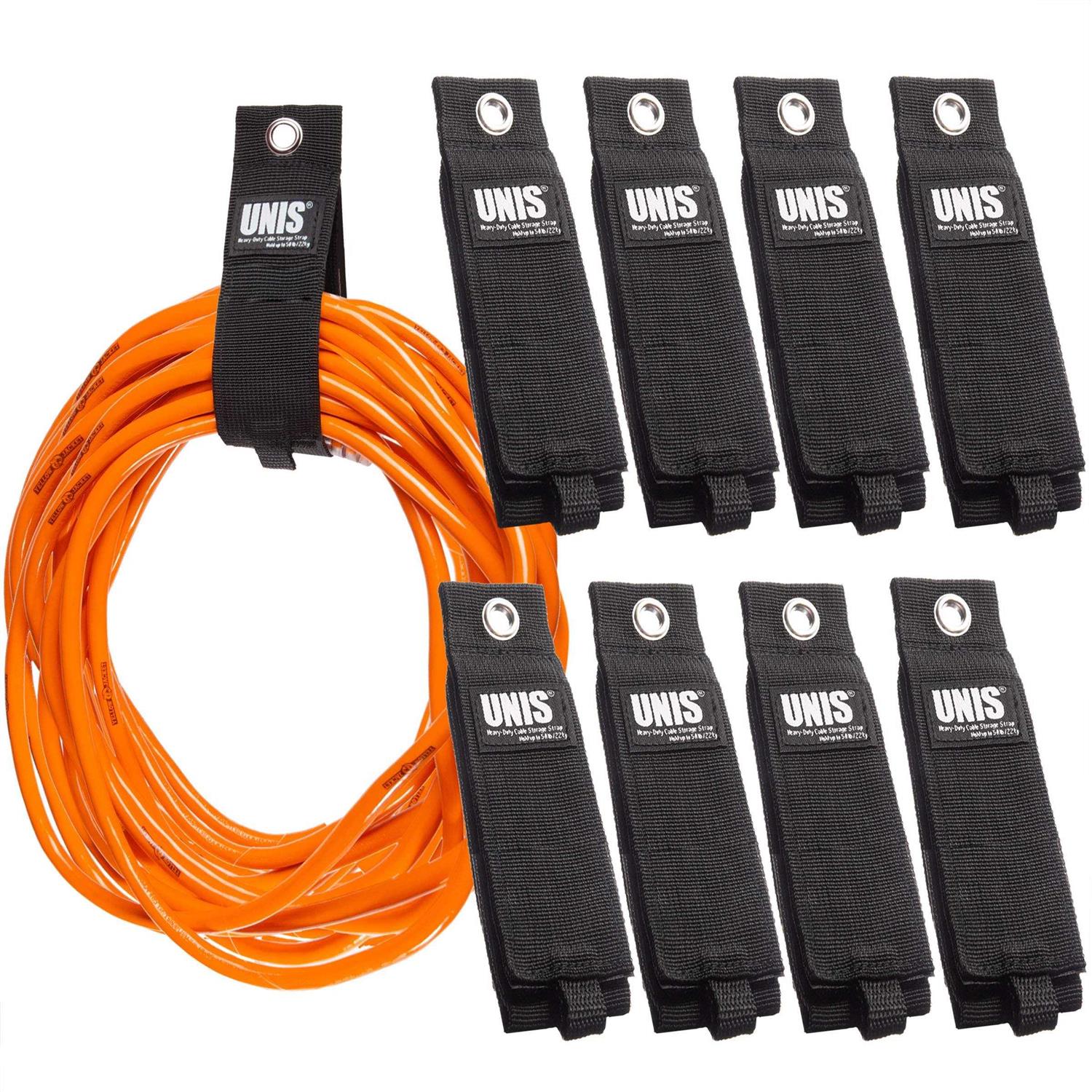 UNIS 8 Pack Heavy Duty Large Extension Cord Storage Extendable Cable Strap Loop Hanger Organizer for Cable, Hose, Power Cord, and Rope - Cheap Fitting