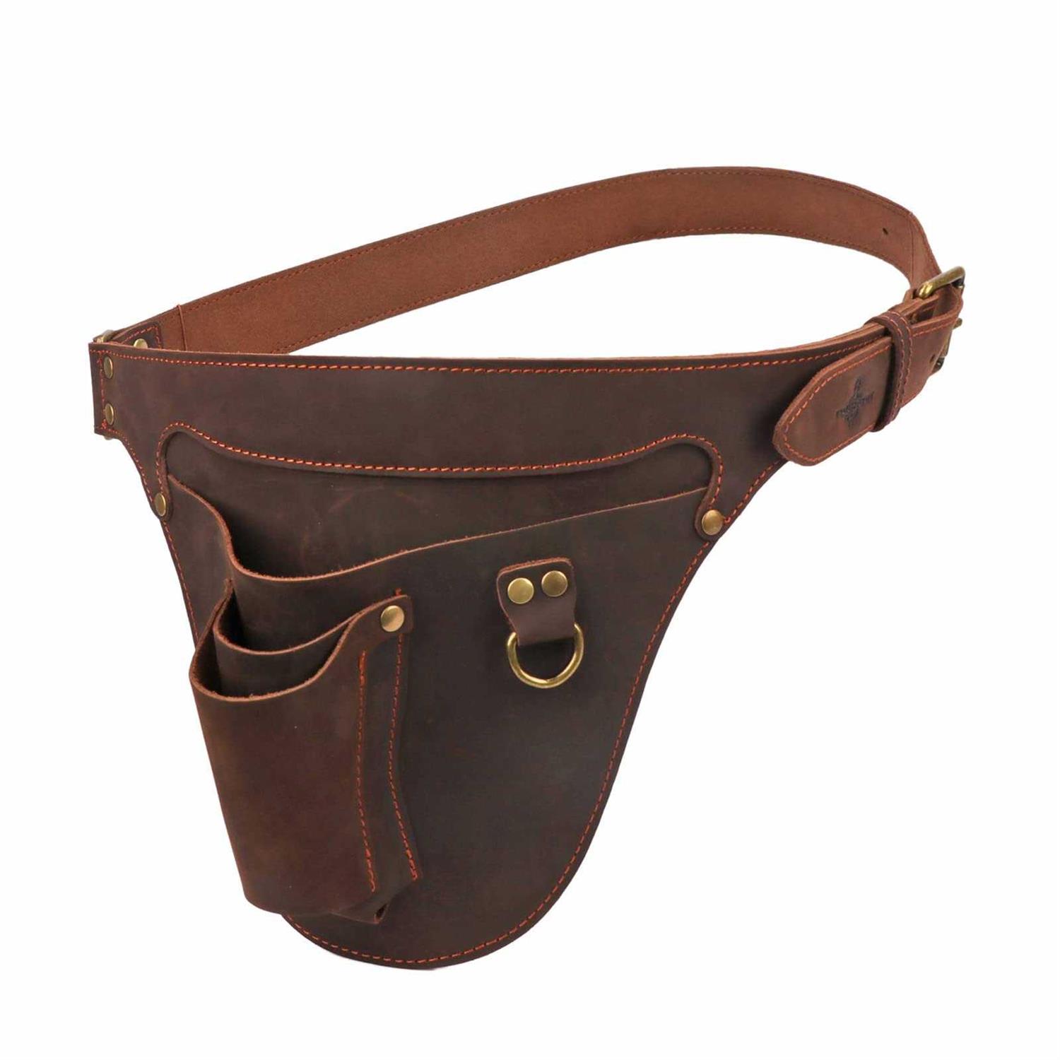 Tourbn Tourbon Genuine Leather Florist Tool Belt Bag Gardener Farmer Tools Holster Waist Pouch Electrician Carpenter Organizer Kit 3 Pockets - Cheap Fitting