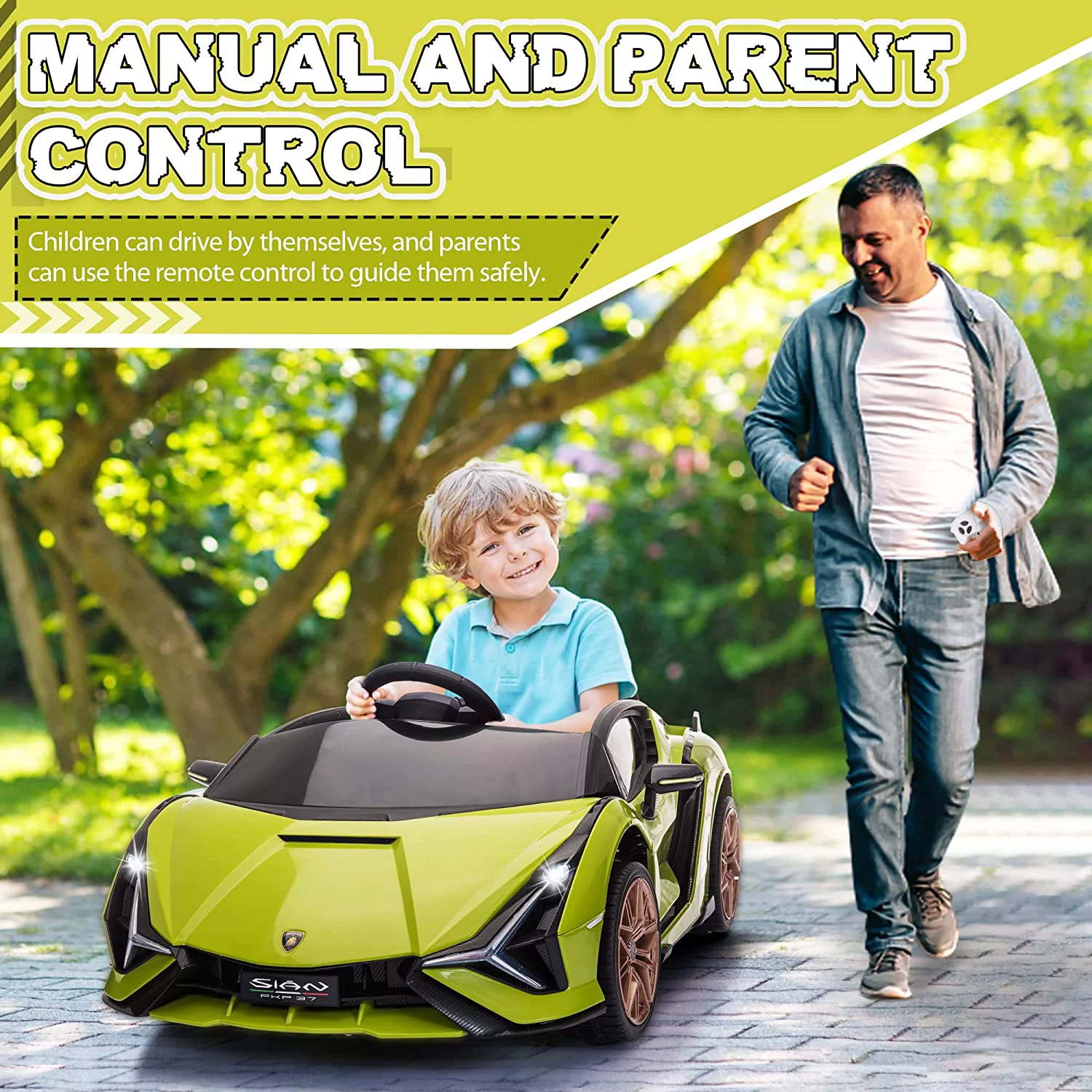 TOBBI 24V Lamborghini STO Licensed Kids Ride on Drift Car Gray Electric Car W/Remote Control LED Lights, up to 10 mph - Cheap Fitting