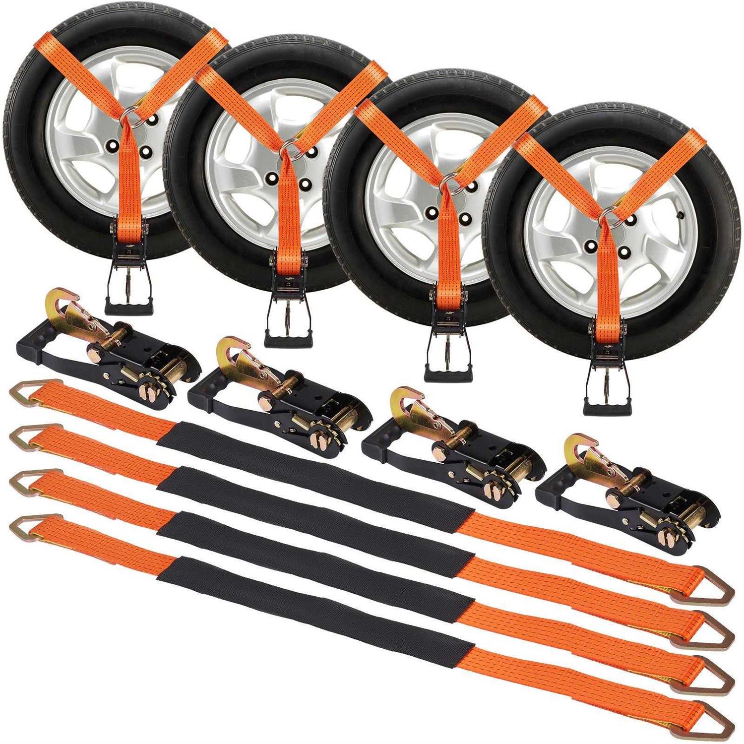 VEVOR Ratchet Tie Down Straps Kit Lasso Style 2 x 120 Tire Straps - Cheap Fitting