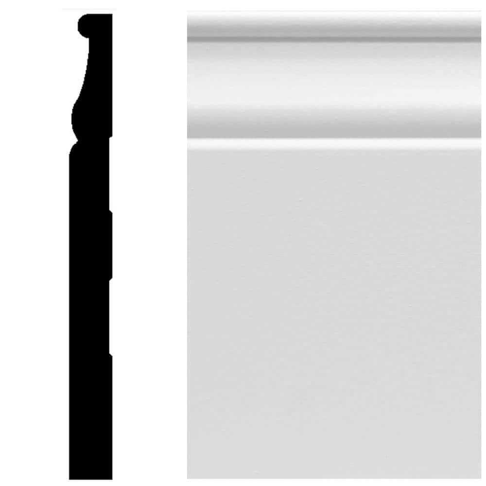 House of Fara 8829 1/2 in. x 5 1/4 in. x 96 in. Colonial Primed MDF Baseboard Moulding - Cheap Fitting