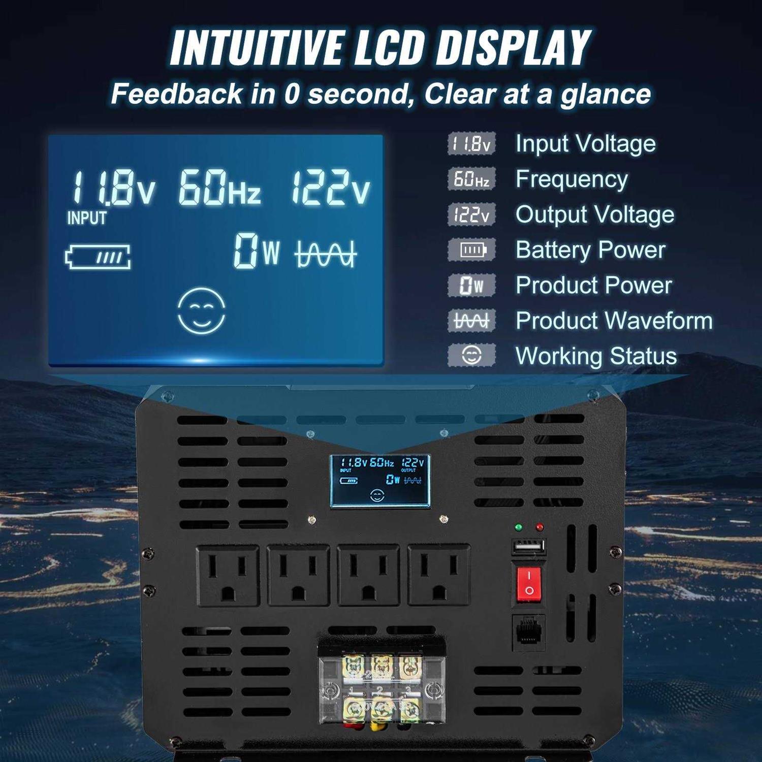 VEVOR Pure Sine Wave Inverter, 5000 Watt, Power Inverter, DC 12V to AC 120V Car Inverter, with Lcd Display, Usb Port and Remote Controller CZXNBQDMKWKDDWIZZV9 - Cheap Fitting