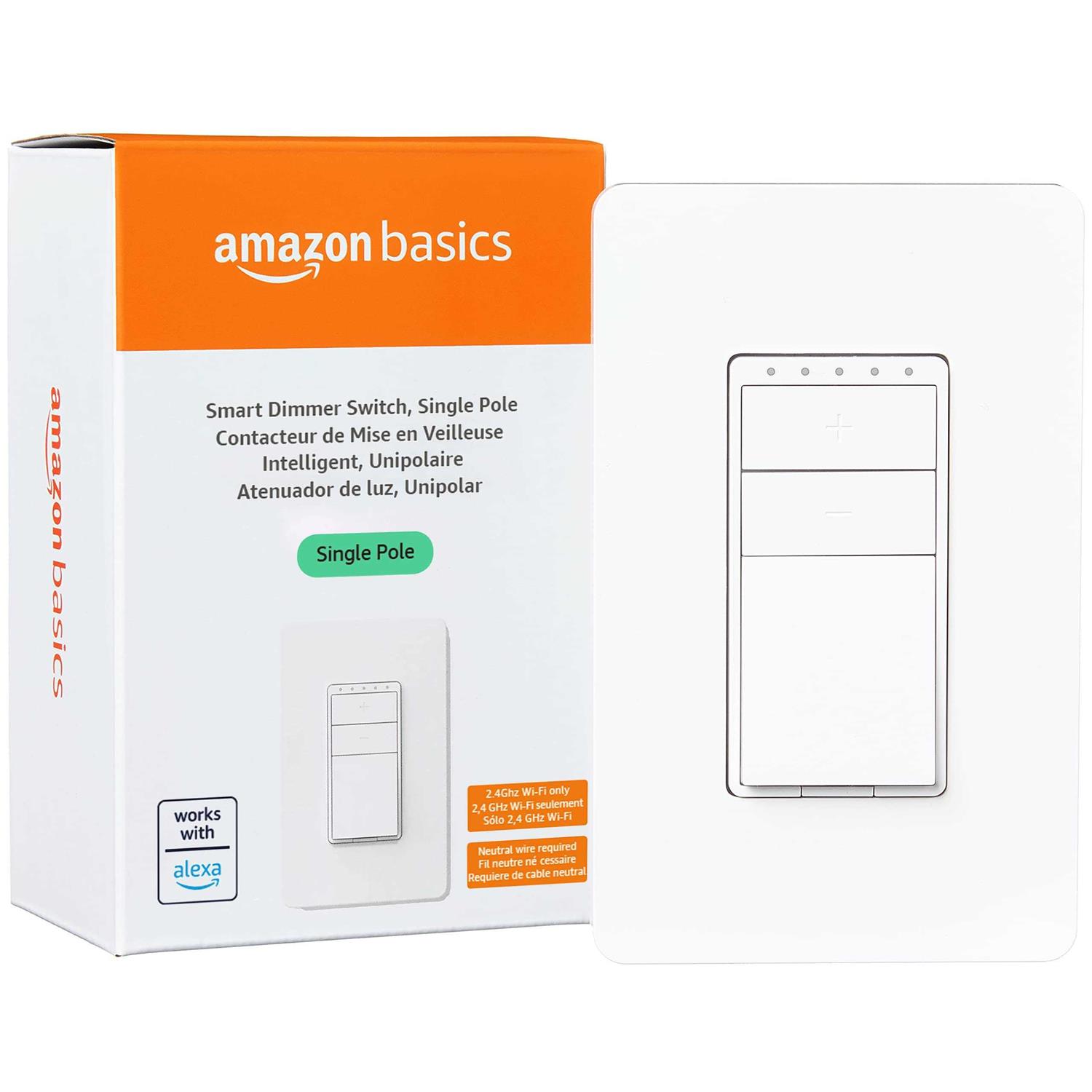 Amazon Basics Single Pole Smart Dimmer Switch Neutral Wire Required 2.4 Ghz WiFi - Cheap Fitting
