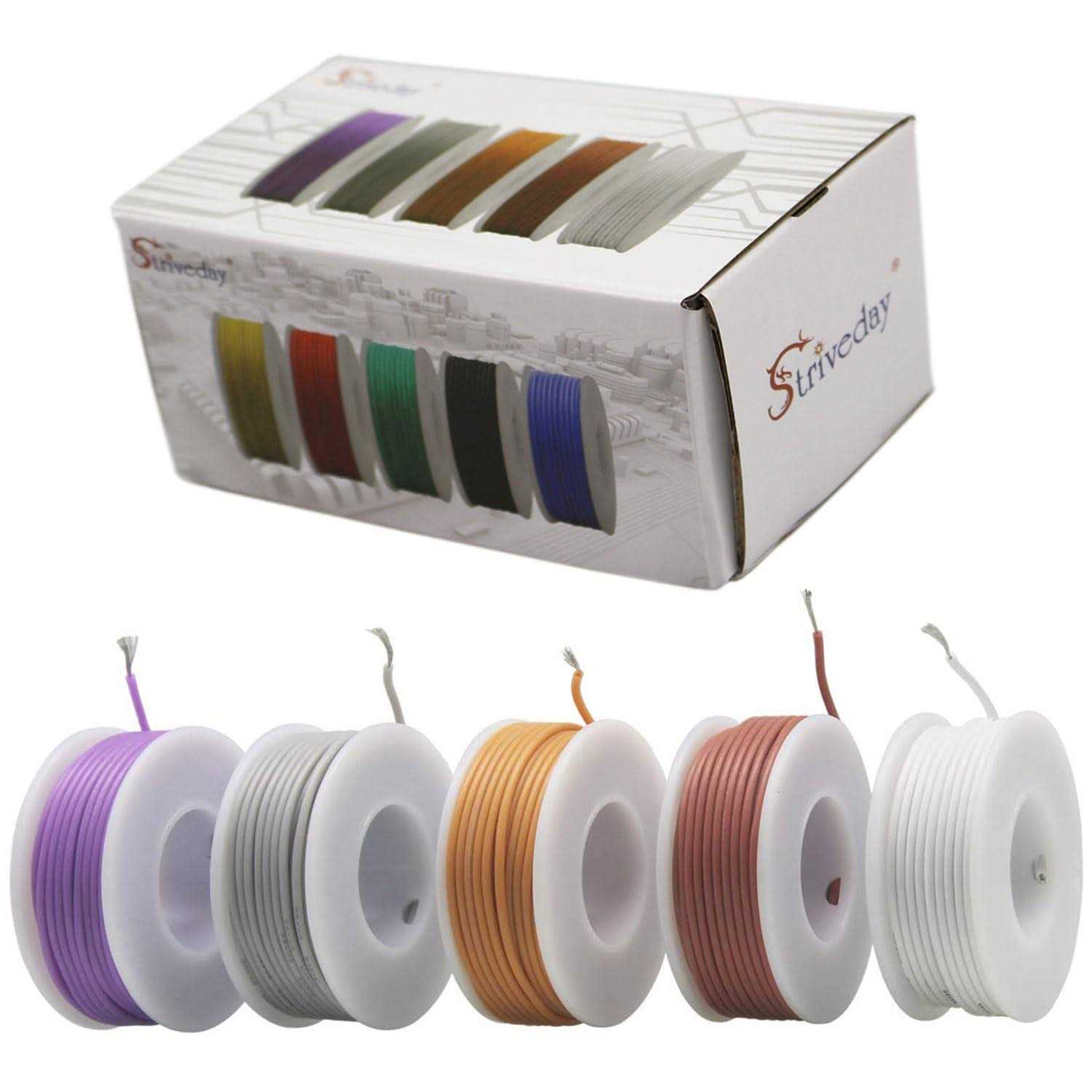 Pekky striveday 30 awg flexible silicone wire electric wire 30 gauge coper hook up wire 300v cables electronic stranded wire cable el - Cheap Fitting