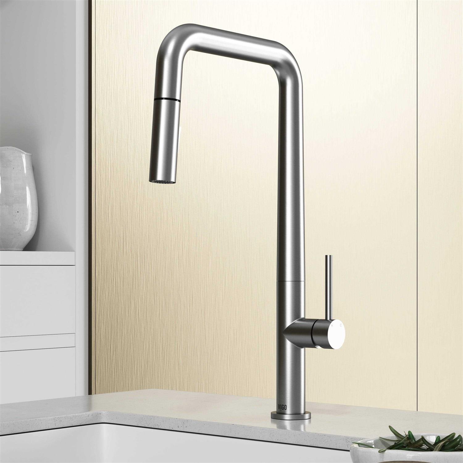 VIGO Parsons Stainless Steel Single Handle Pull-Down Kitchen Faucet VG02031ST - Cheap Fitting