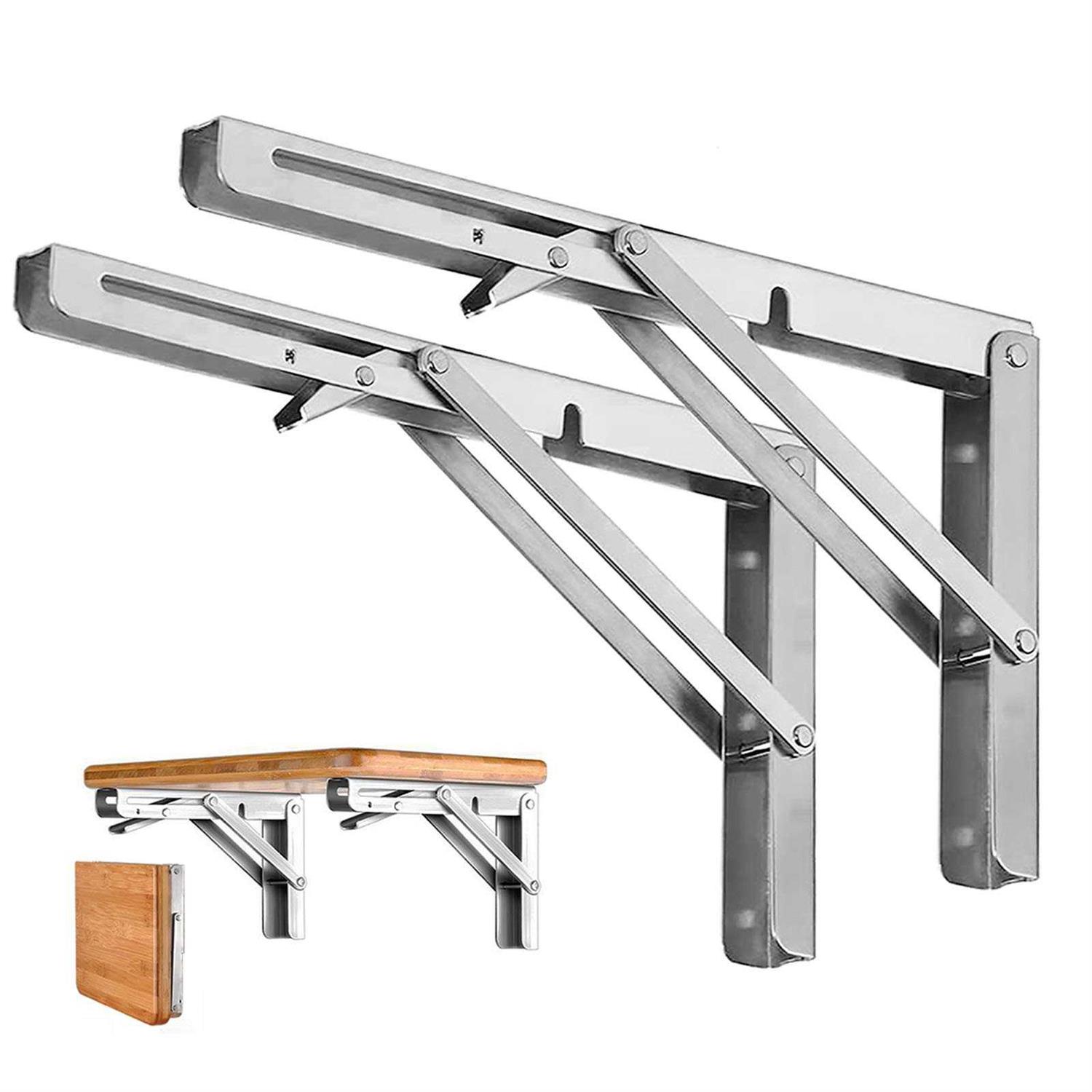 Folding Shelf Brackets Heavy Duty Stainless Steel Collapsible Shelf Bracket for Bench Table - Cheap Fitting