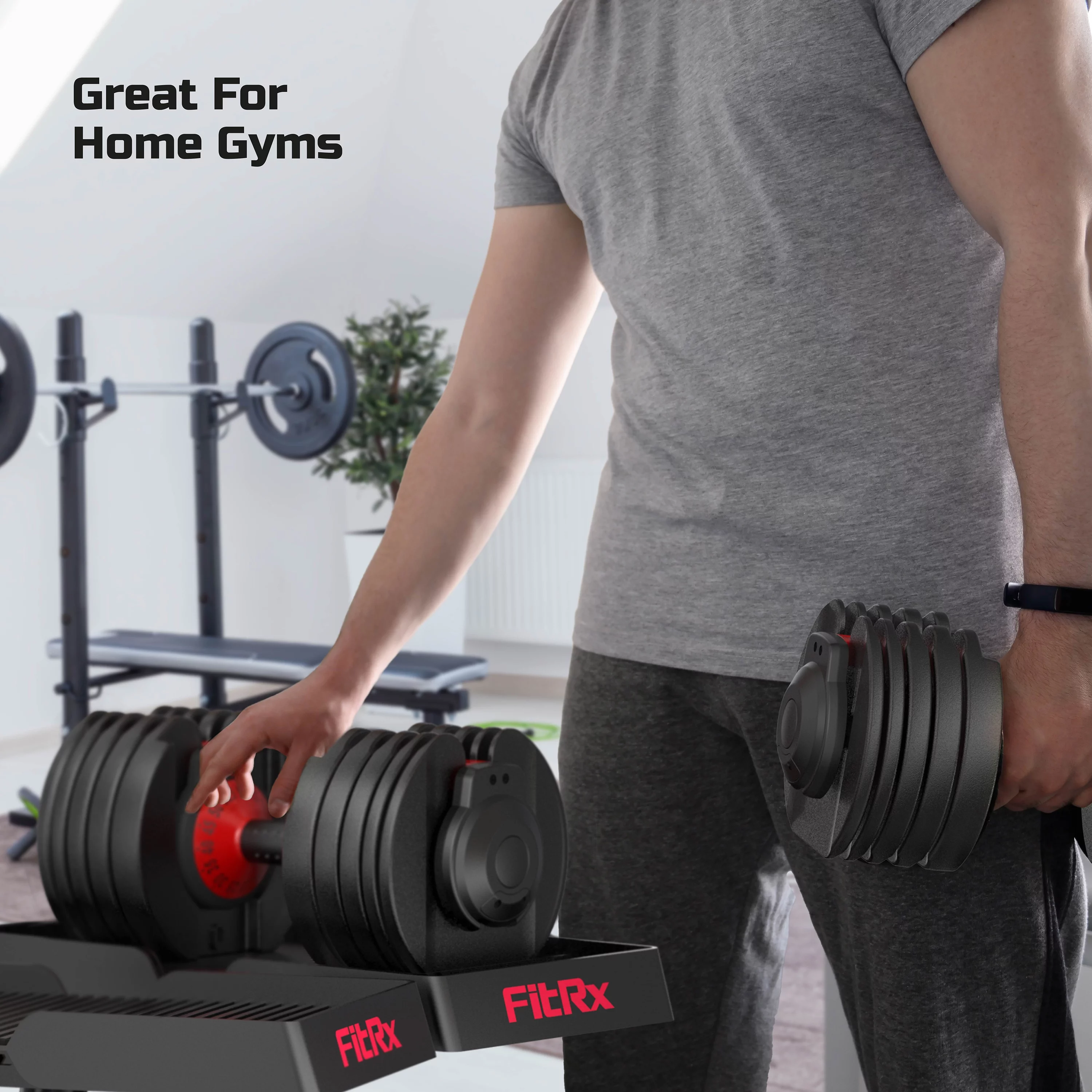 FitRx SmartBell, Quick-Select Adjustable Dumbbell, 5-52.5 lbs. Weight, Black, Single - Cheap Fitting