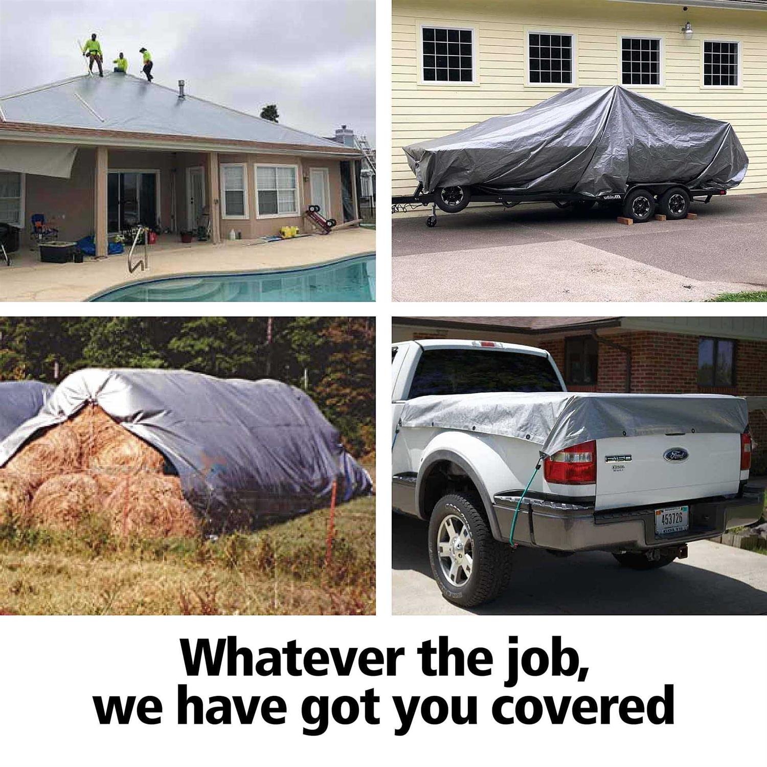 KING-A-MA-JIGS Heavy Duty Tarp 10 Mil Thick - Cheap Fitting