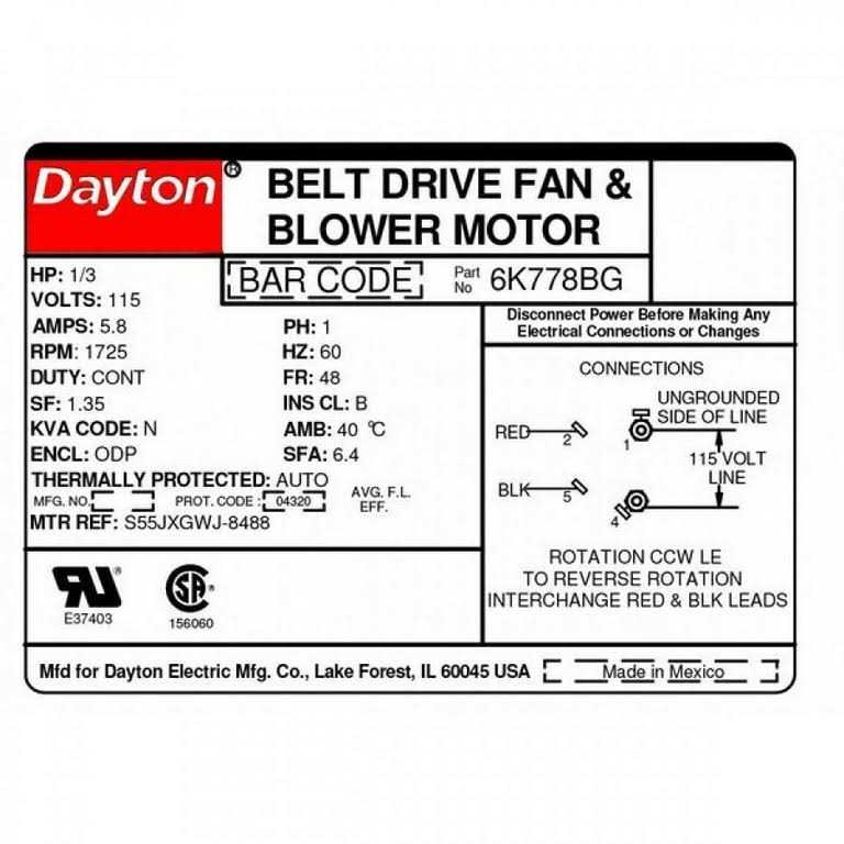 Dayton 6k778 Motor 1/3 Hp - Cheap Fitting