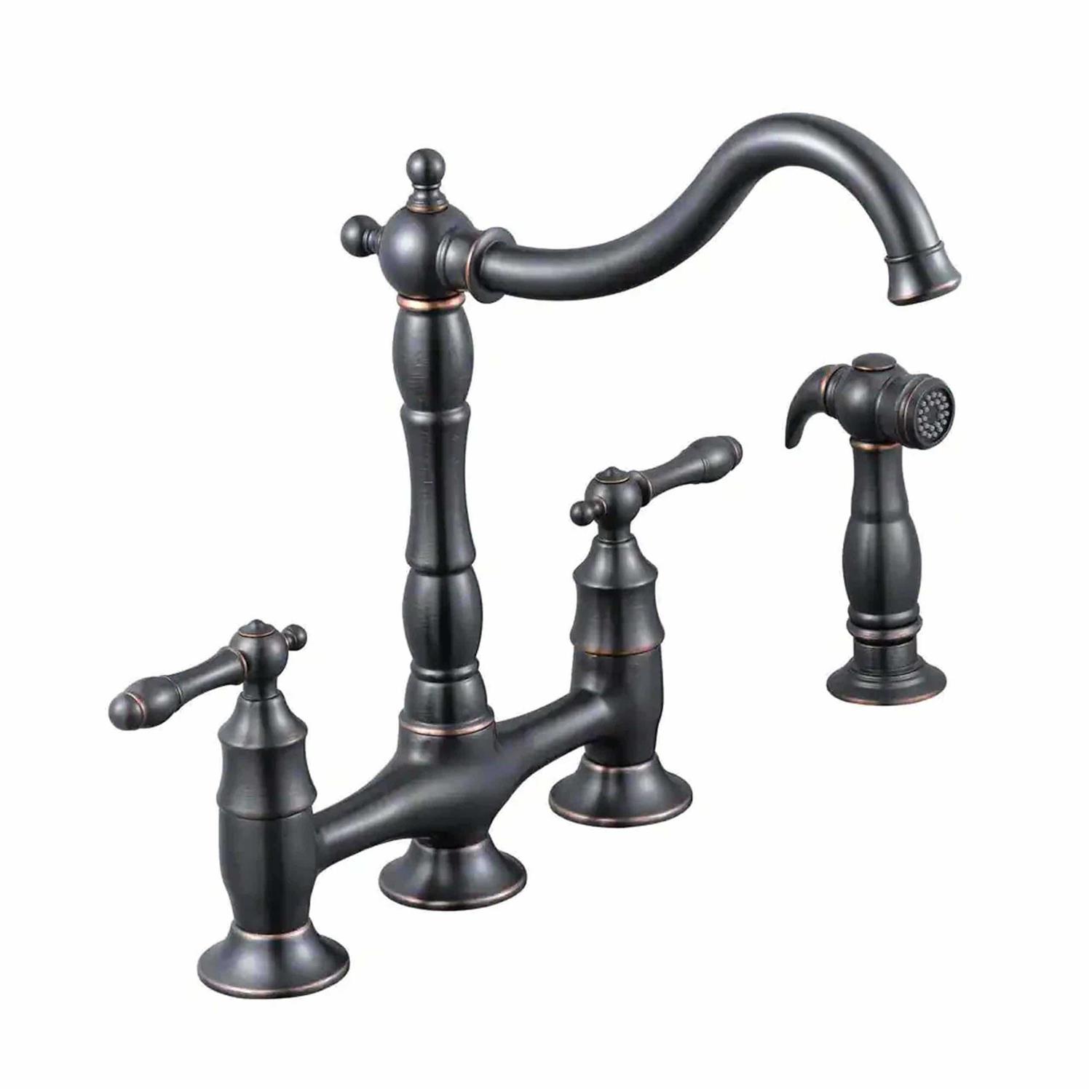 Glacier Bay 1003 Lyndhurst 2-Handle Bridge Kitchen Faucet with Side Sprayer - Cheap Fitting