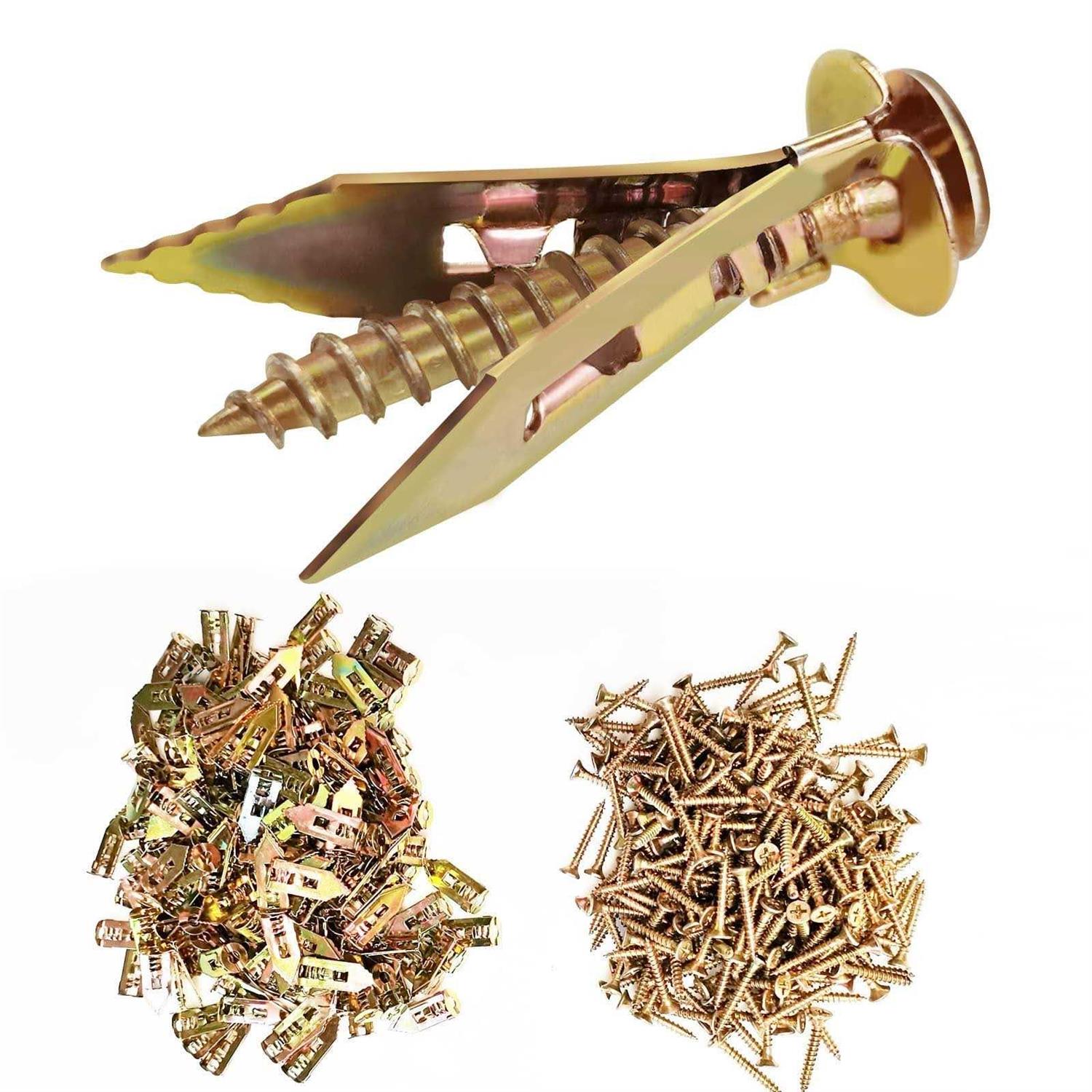 DASEMKO 200 Pcs Zinc Plated Steel Self-Drilling Anchors,Self Drilling Drywall Anchors Easy Application No Drill or Holes in Wall - Cheap Fitting