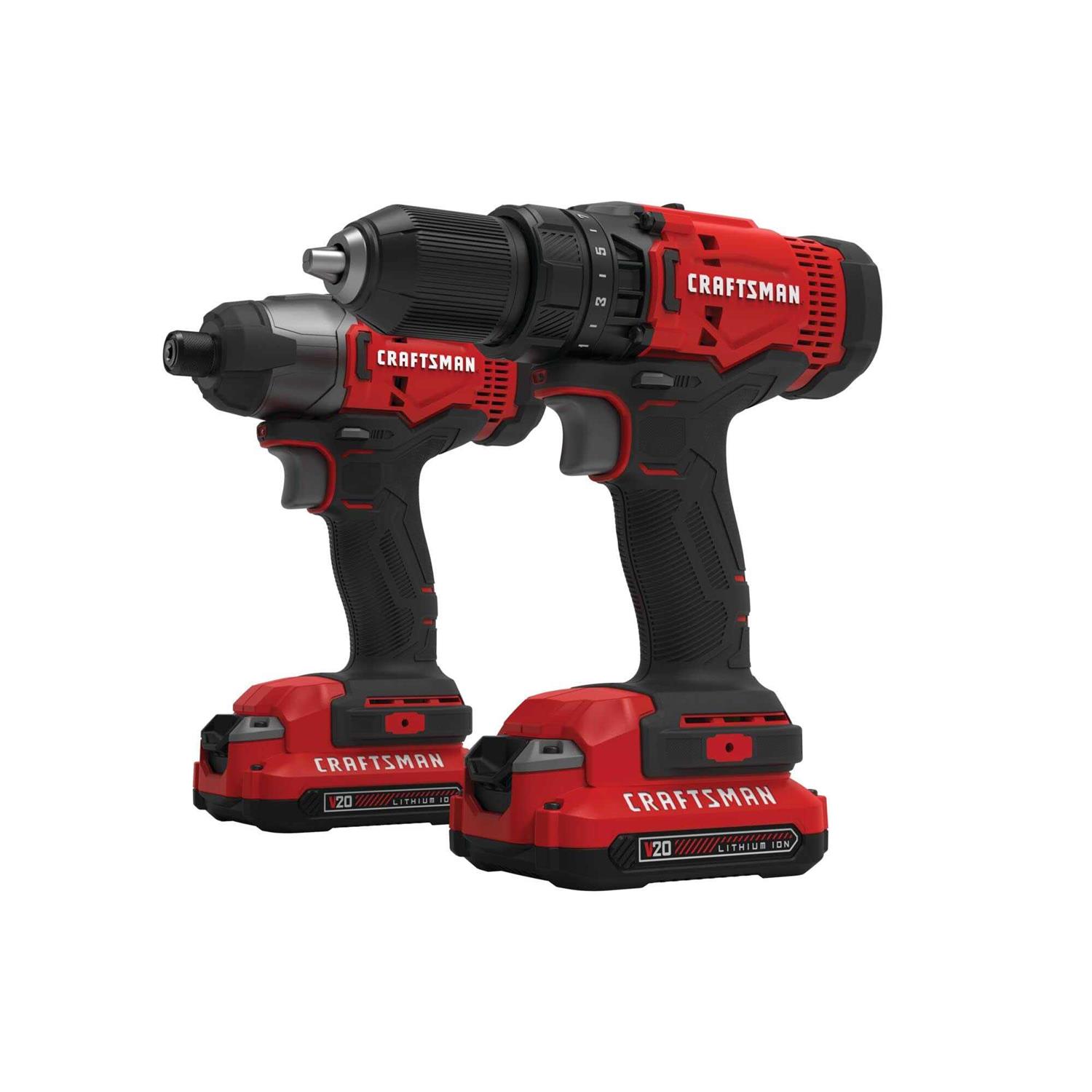 Craftsman V20 2-Tool 20-Volt Max Lithium Ion (Li-Ion) Cordless Combo Kit Cmck200c2-10Lw - Cheap Fitting