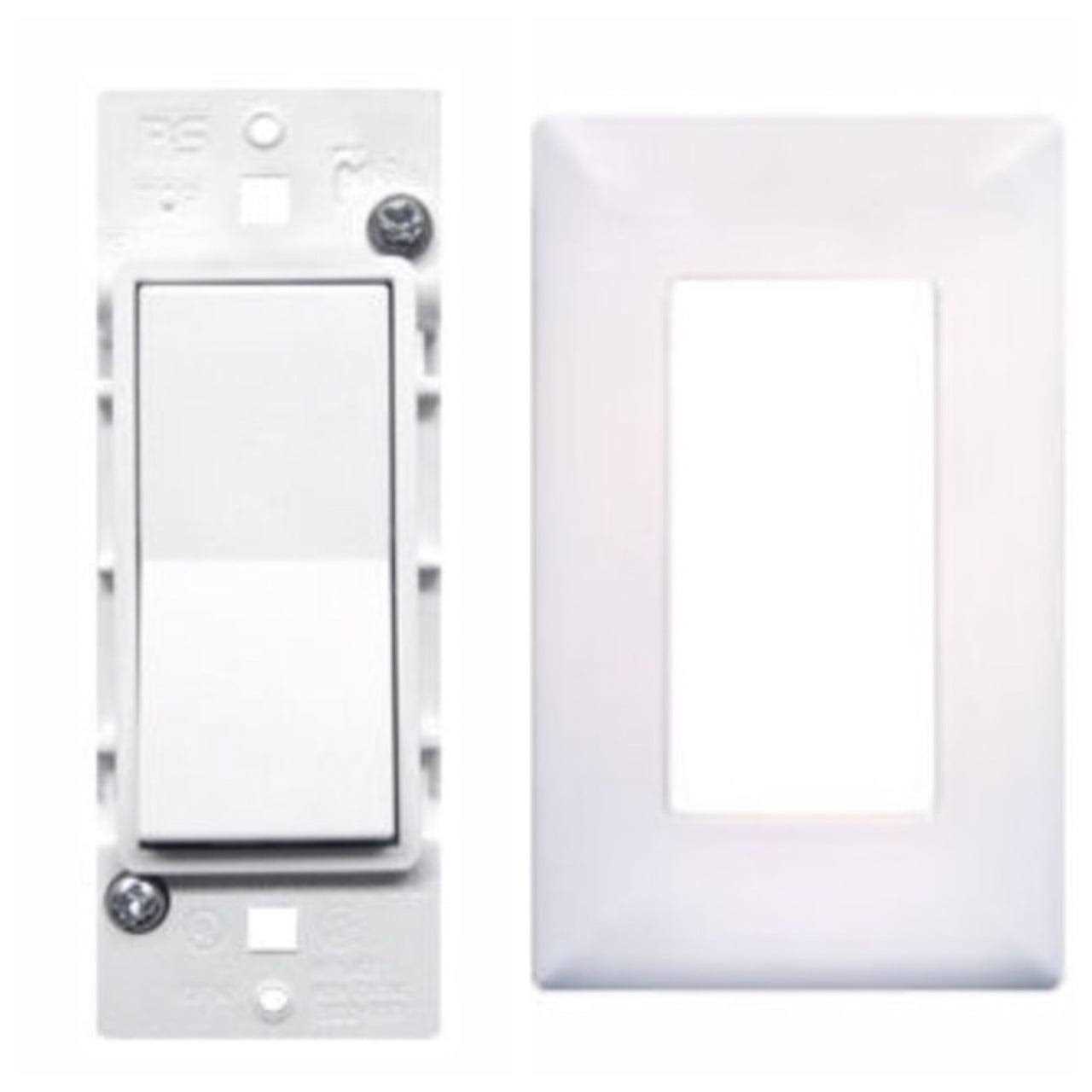 Pass & Seymour Mobile Home/RV White Self-Contained Rocker Switch w/Snap On Plate - Cheap Fitting