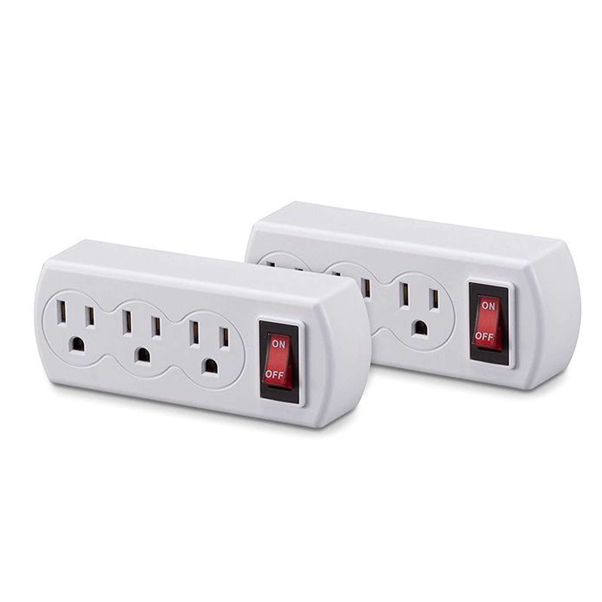 Wideskall 3 Prong 3 Outlets AC Grounded Power Wall Plug On/Off Switch Tap Adapter ETL Certified - Cheap Fitting