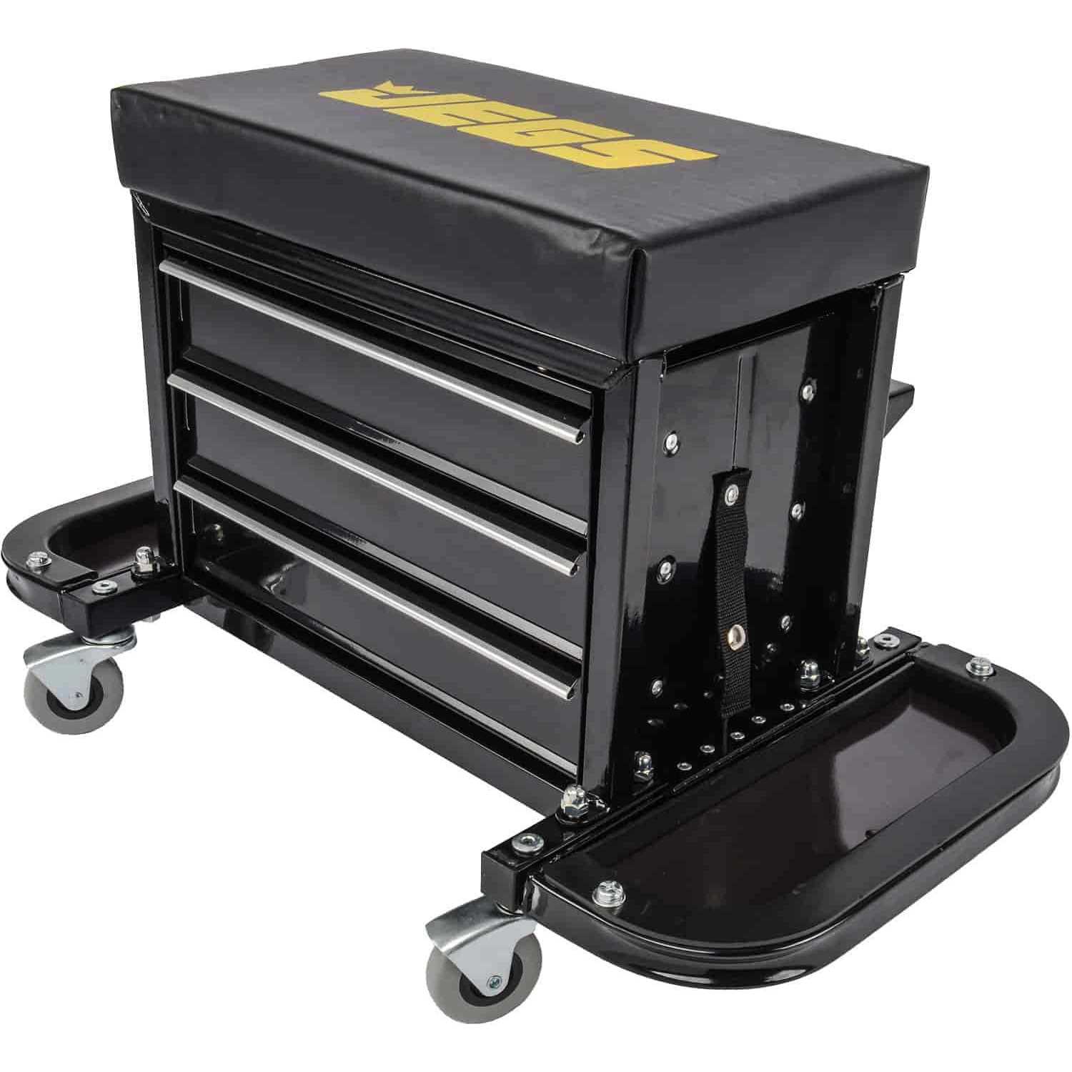 JEGS 3-Drawer Mechanics Roller Seat Tool Box Black With JEGS Logo - Cheap Fitting