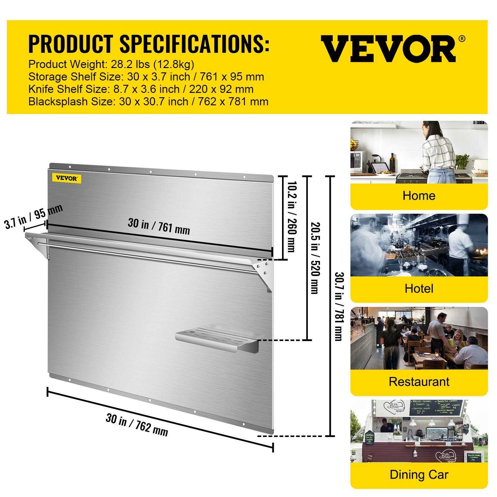 VEVOR Range Backsplash with Shelf Range Hood Wall Shield - Cheap Fitting