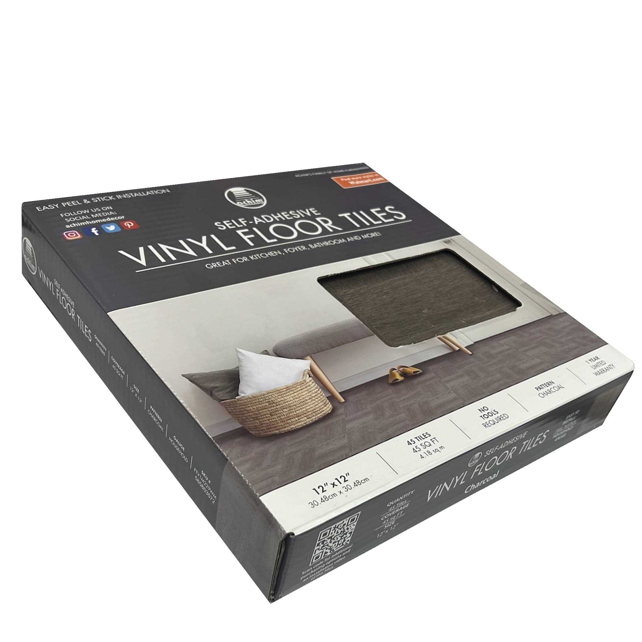 Achim Charcoal Grey Self Adhesive Vinyl Floor Tiles - Cheap Fitting