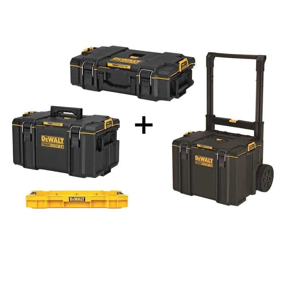 DEWALT TOUGHSYSTEM 2.0 22 in. Small Tool Box, 22 in. Large Tool Box, 24 in. Mobile Tool Box, and Shallow Tool Tray - Cheap Fitting