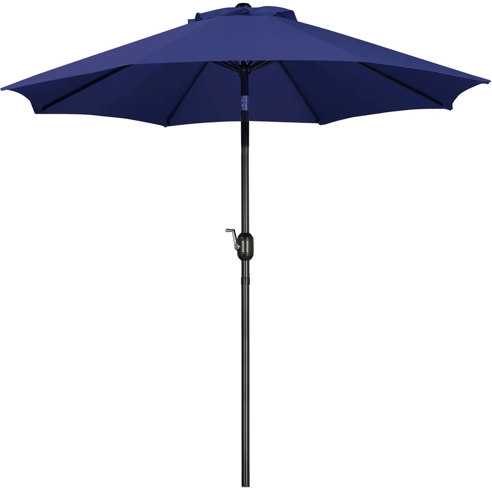 Alden Design 9FT Patio Umbrella 8 Ribs with Push Button Tilt and Crank, Navy Blue - Cheap Fitting