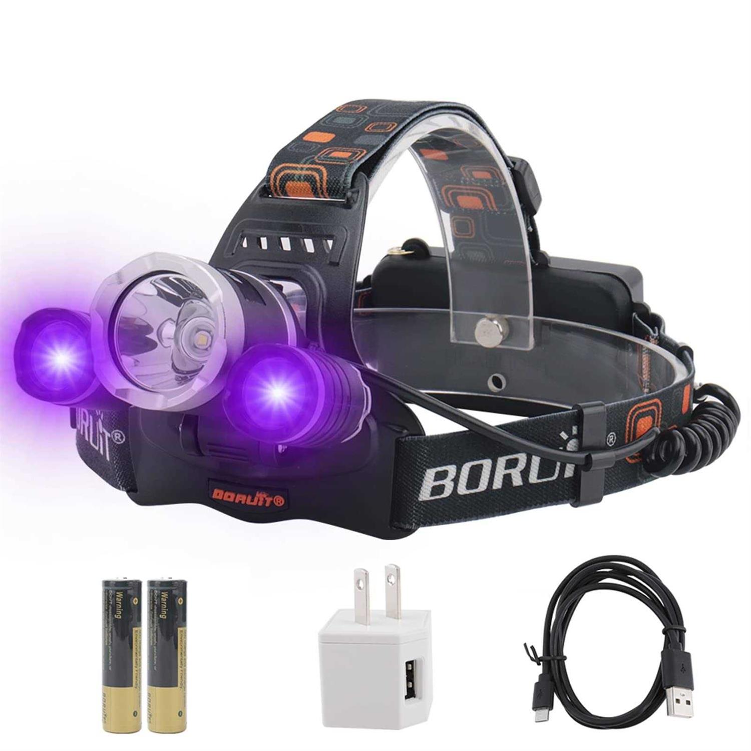 BORUIT RJ-3000 LED Rechargeable Headlamp,3 Modes White and LED Hunting 5000 Lumens Tactical Light Head Lamp - Cheap Fitting