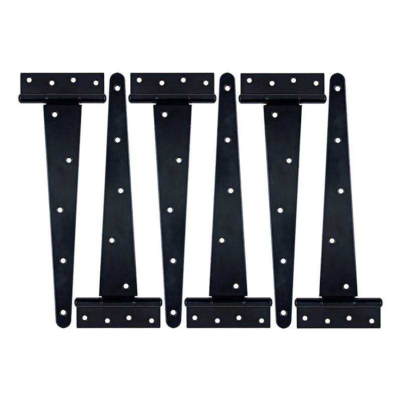 HLMOptimo Heavy Duty T Hinge Tee Hinge T Strap Hinge Shed Hinge Gate Hinge Barn Hinge Fence Hinge Door Hinge Wrought Rustproof All Size Black - Cheap Fitting