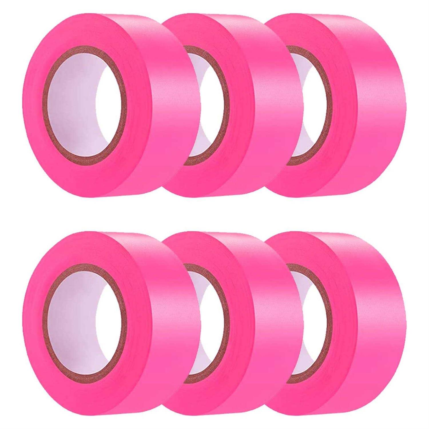 Hubaow 6 Pack Flagging Tape Non-adhesive Plastic Ribbon Neon Marking Roll	Hubaow 6 Pack Flagging Tape Non-adhesive Plastic Ribbon Neon Marking Roll - Cheap Fitting
