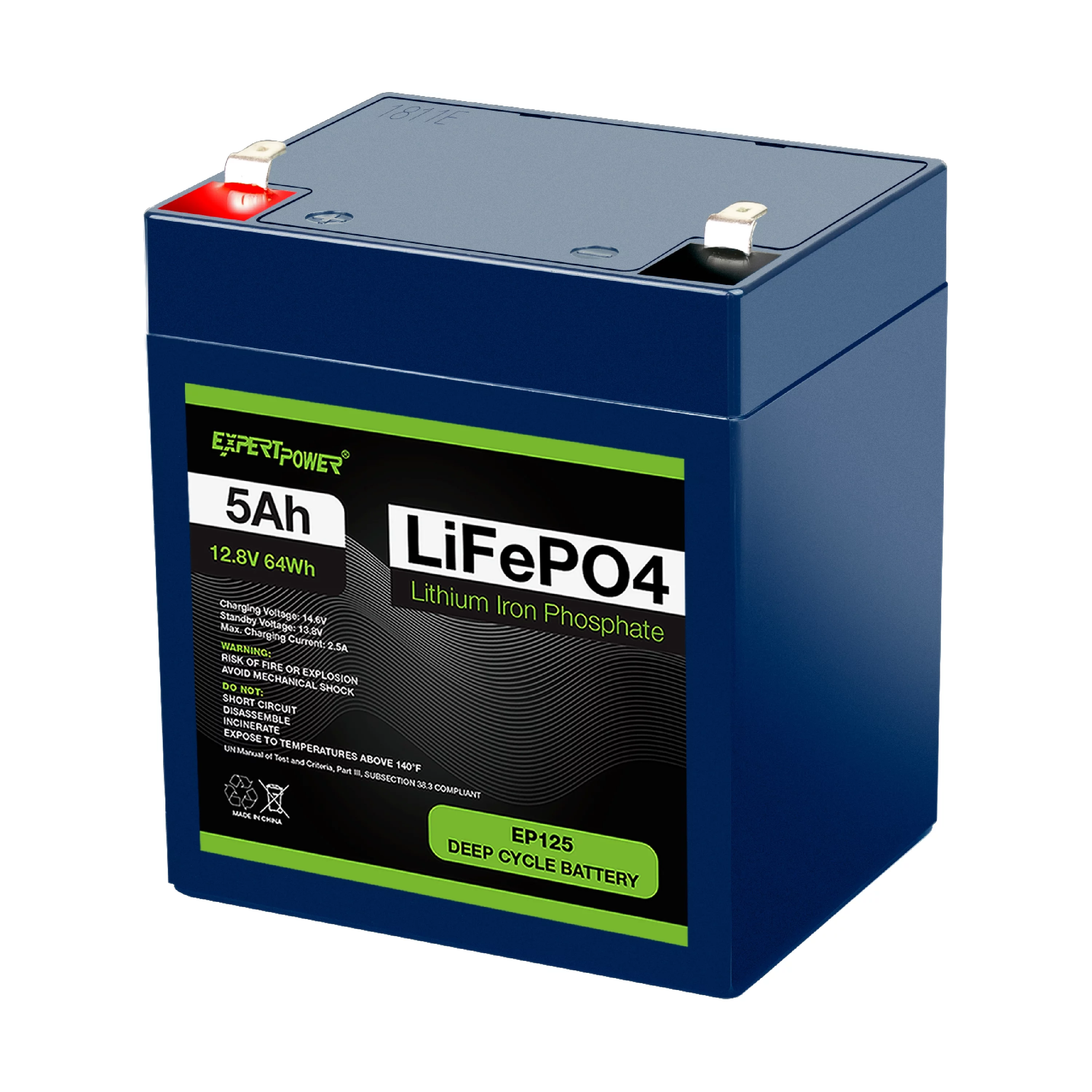 ExpertPower 12V 5Ah Lithium LiFePO4 Deep Cycle Rechargeable Battery | 2500-7000 Life Cycles & 10-Year Lifetime | Built-in BMS - Cheap Fitting