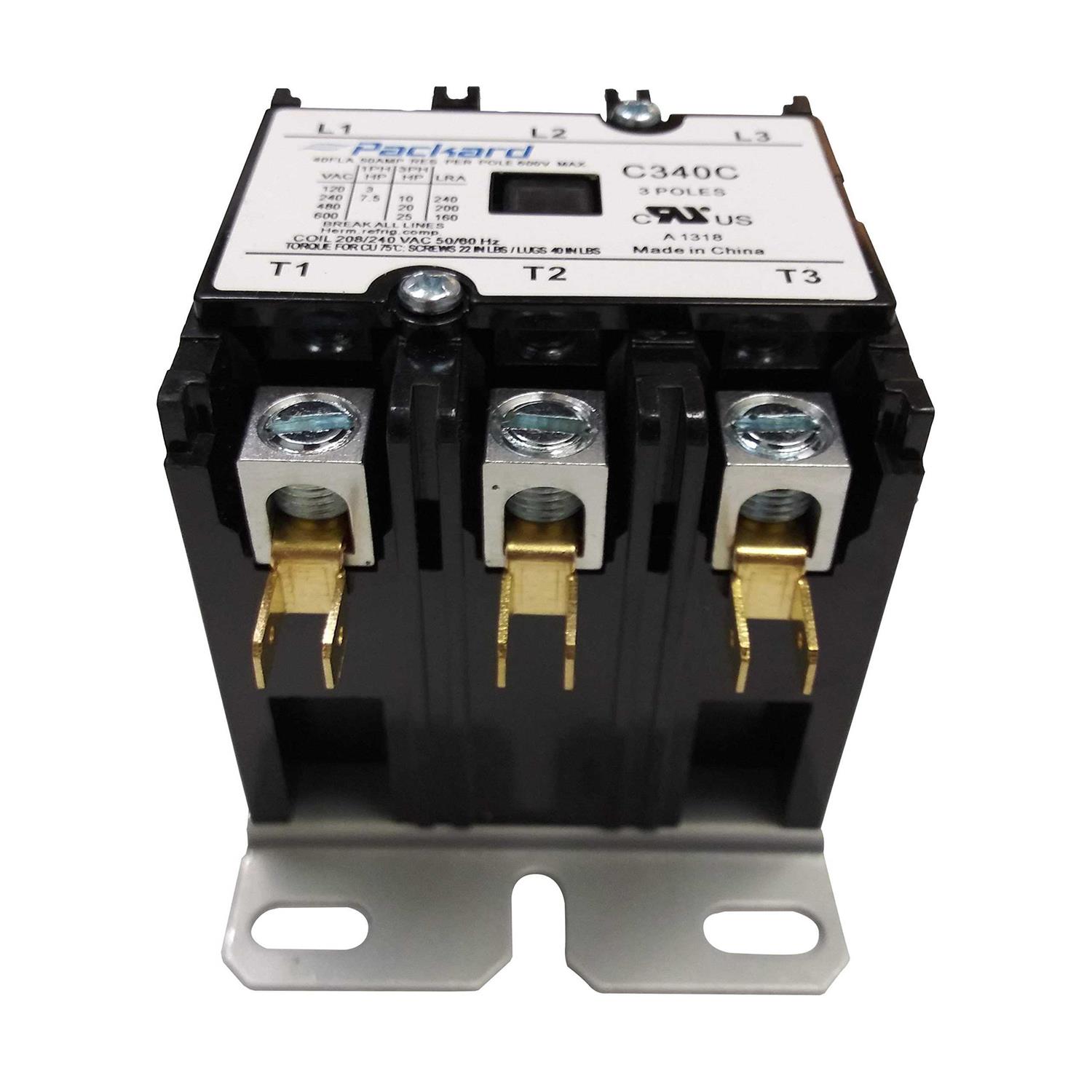 Packard C340C Contactor 3-Pole 40 Amp 208/240 Coil Voltage - Cheap Fitting