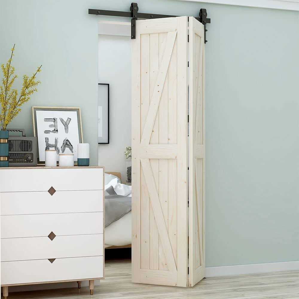 Ltiyitl Bi-folding Sliding Barn Door Hardware,Smoothly and Quietly-heavy Duty -simple and Easy to Install for 2 Doors Hardware Kit,Basicj - Cheap Fitting