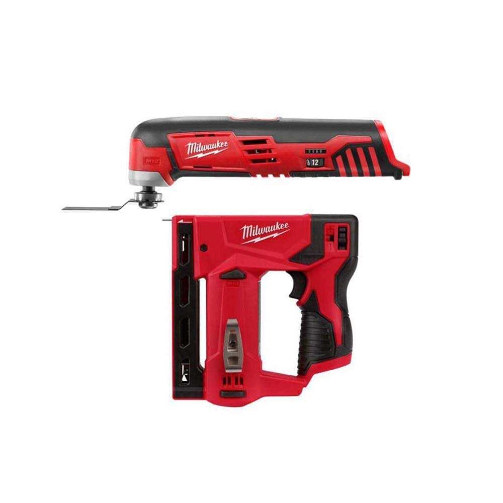 Milwaukee M12 12-Volt Lithium-Ion Cordless Oscillating Multi-Tool with M12 12-Volt Lithium-Ion Cordless 3/8 in. Crown Stapler - Cheap Fitting