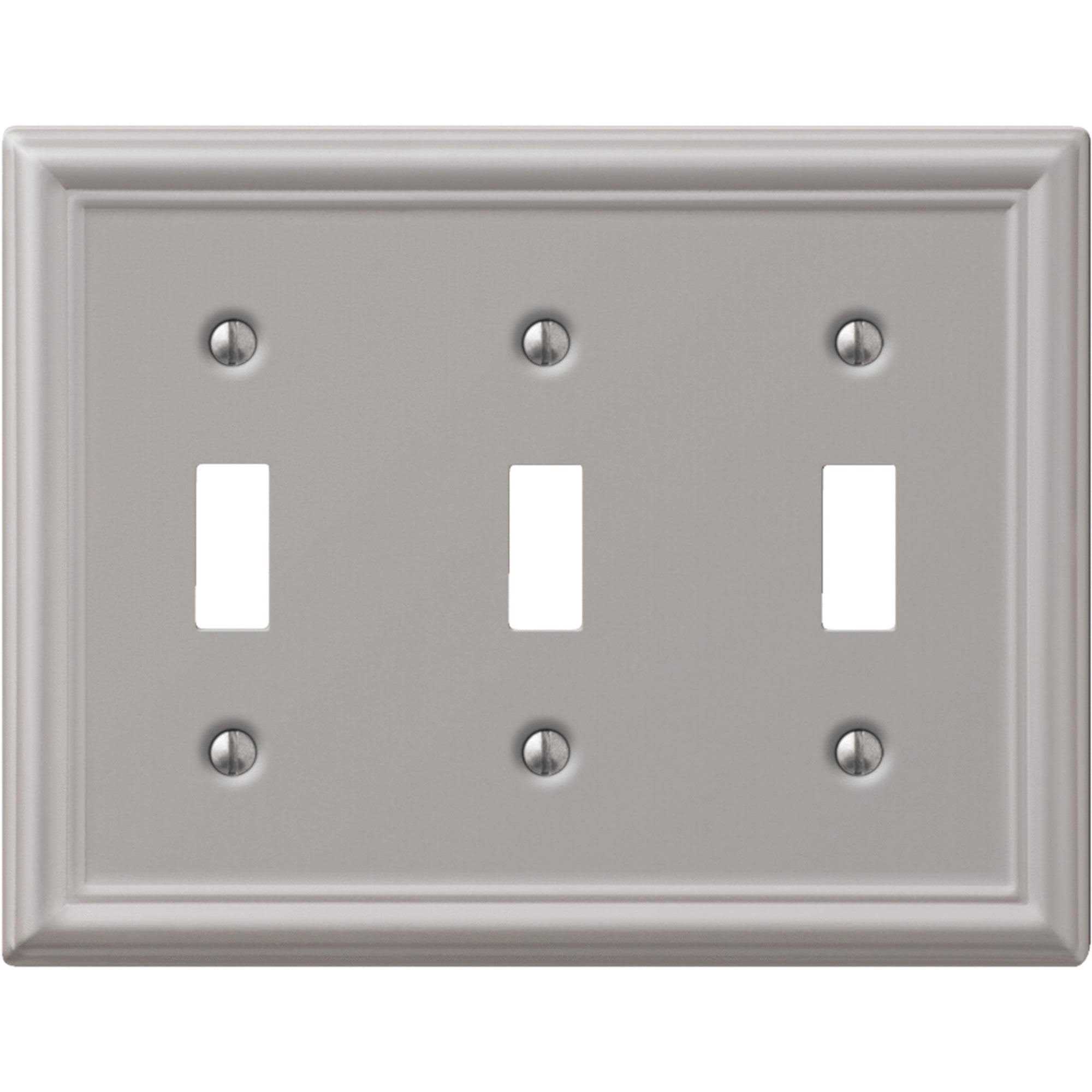 Amerelle 149tttbn Chelsea Steel 3 Toggle Wall Plate Brushed Nickel - Cheap Fitting