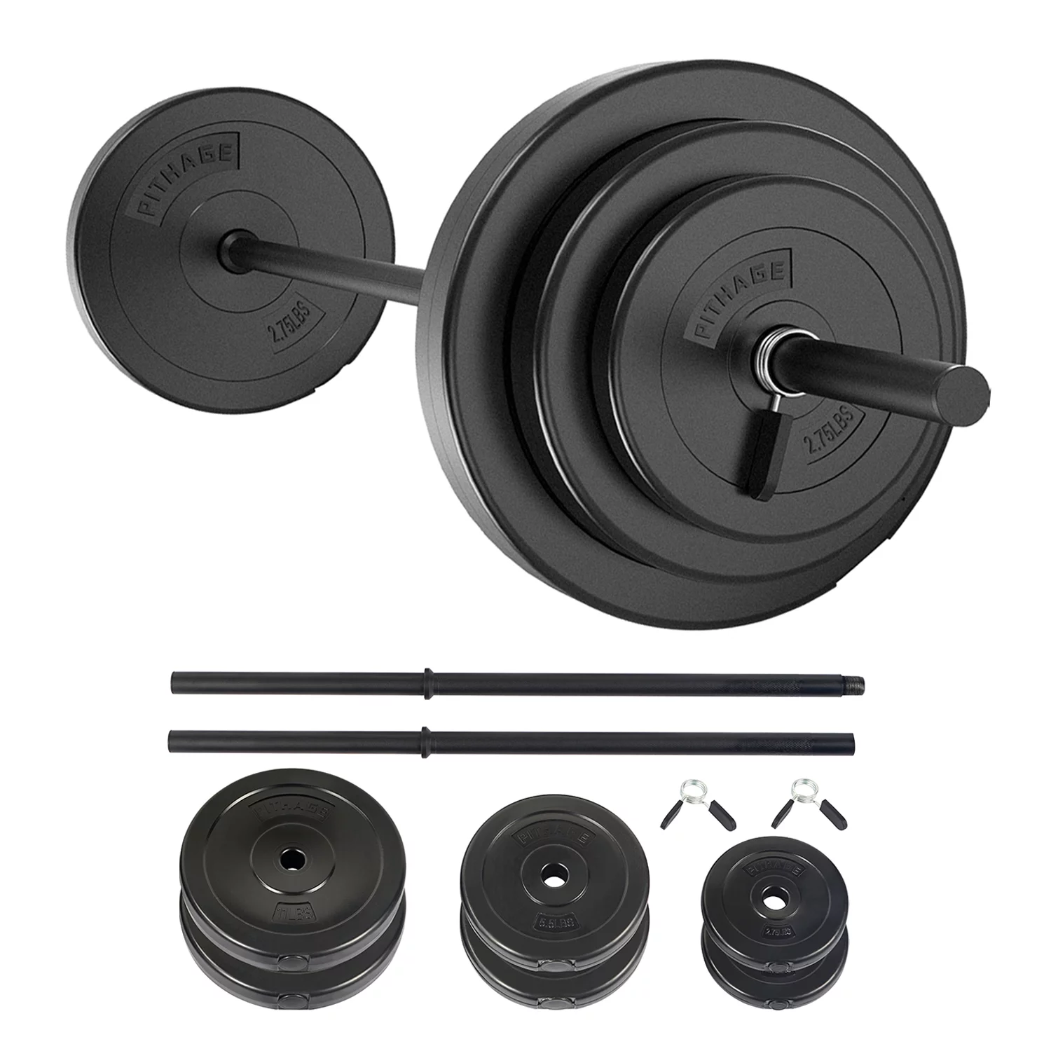 Pithage 45 lbs Barbell Weight Set Adjustable Weights Lifting for Home Gym Fitness, Rubber - Cheap Fitting