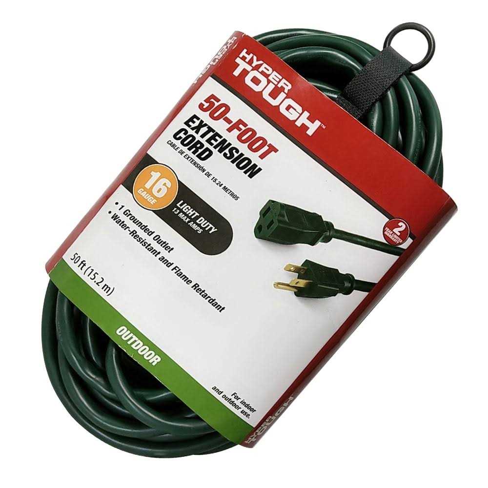 Hyper Tough 50ft 16AWG 3 Prong Single Outlet Outdoor Extension Cord - Cheap Fitting