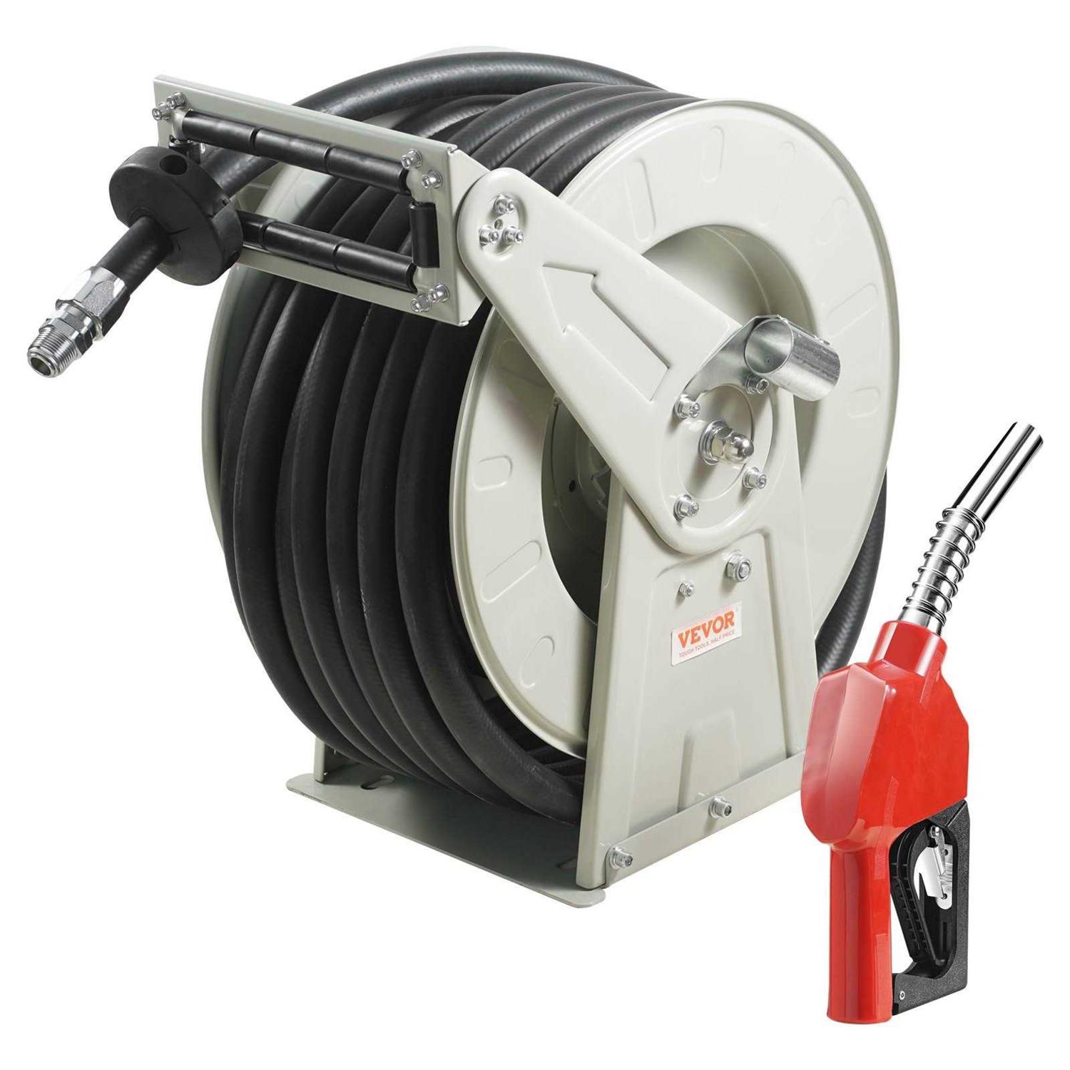 Vevor Fuel Hose Reel 1 inch x 50′ Extra Long Retractable Diesel Hose Reel - Cheap Fitting