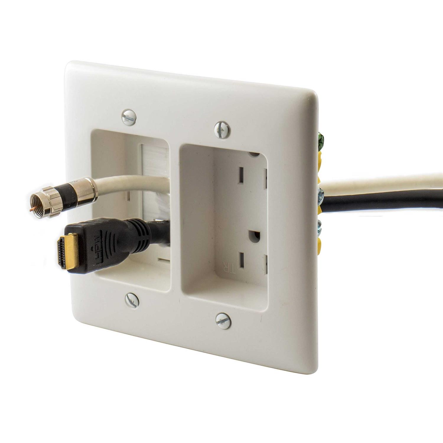 Hubbell RR1512W Recessed Tamper-Resistant Duplex Receptacle 2-Gang W/Feed - Cheap Fitting